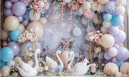 Elegant Swan Garden Backdrop