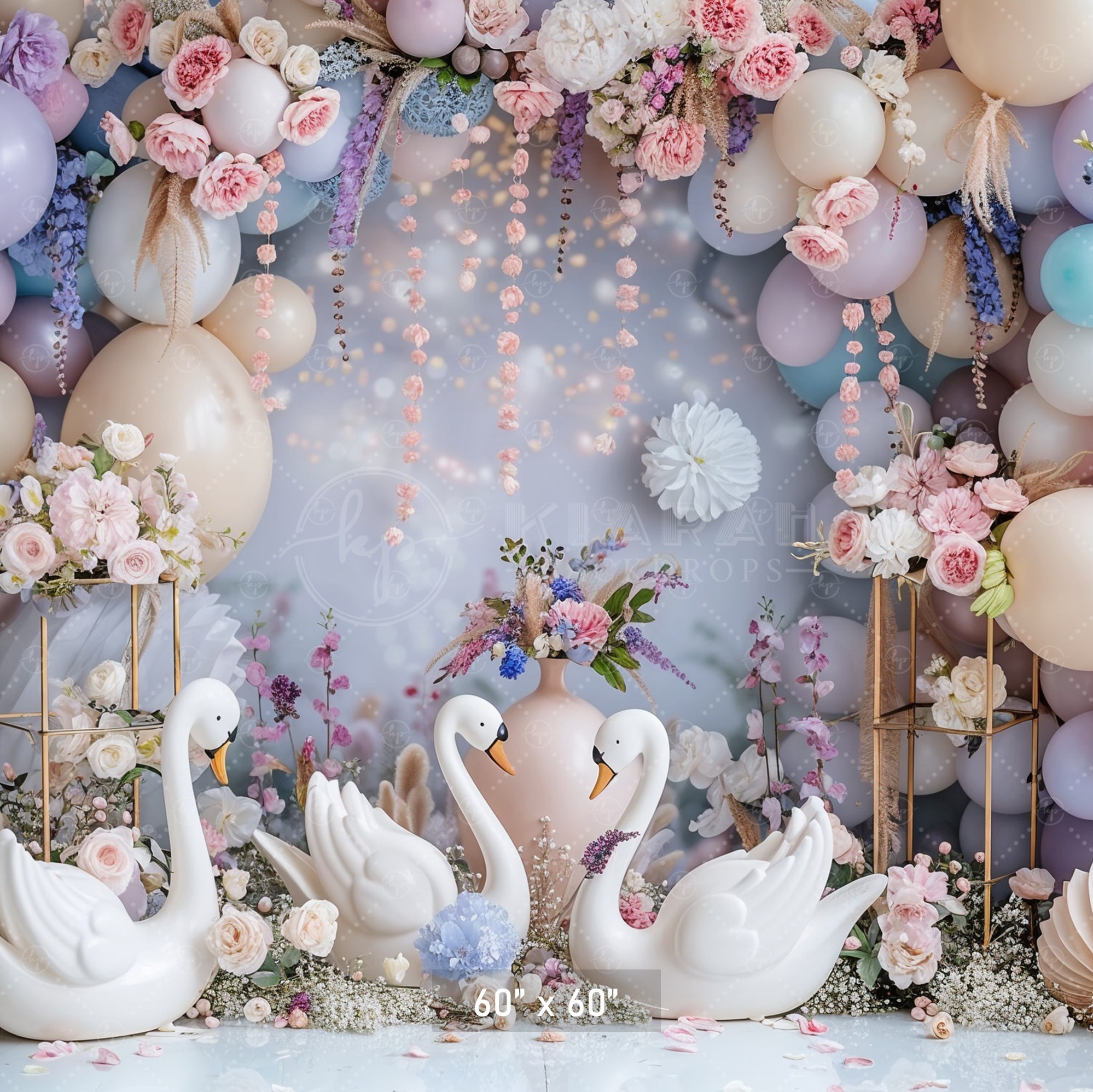 Elegant Swan Garden Backdrop