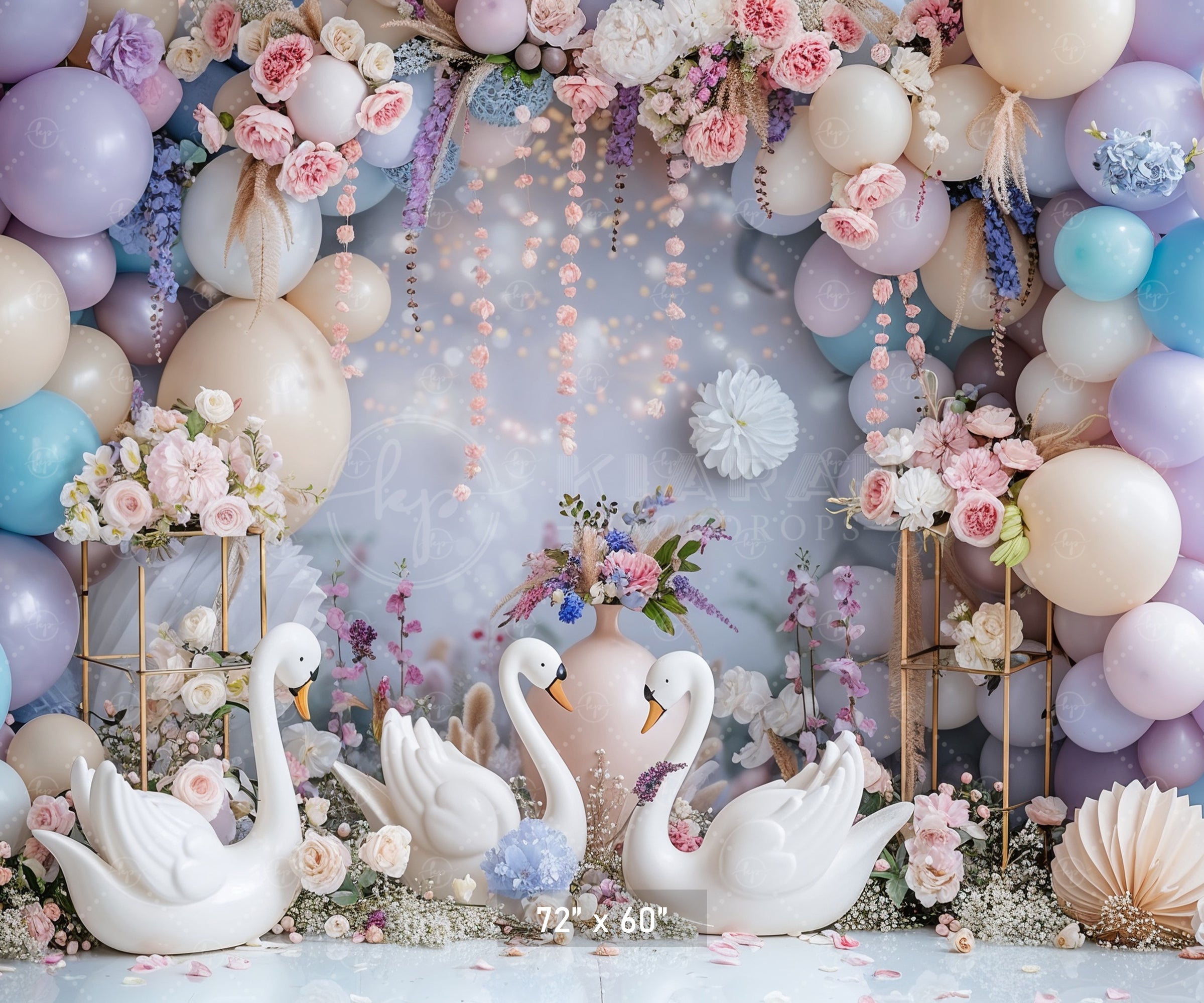 Elegant Swan Garden Backdrop