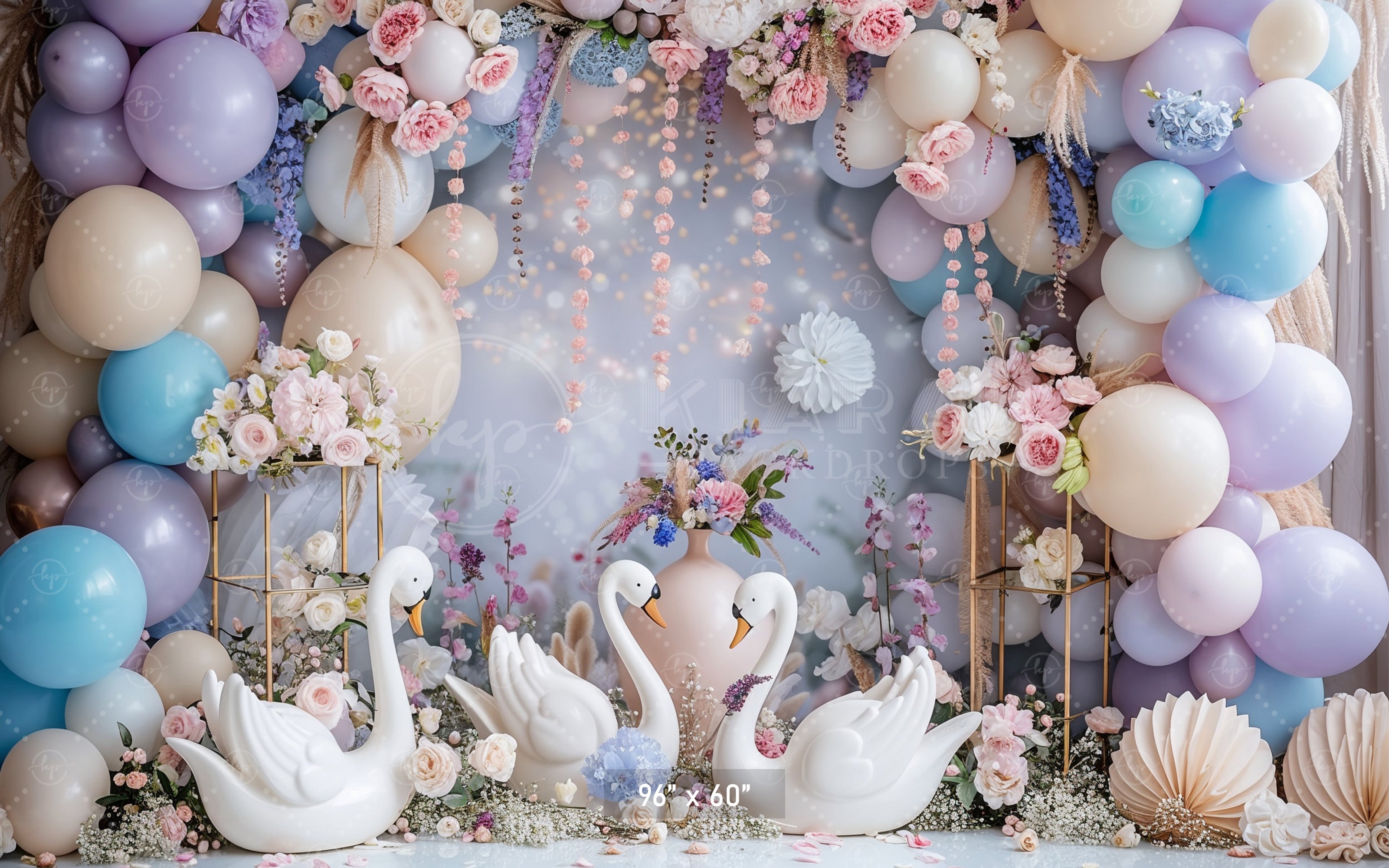 Elegant Swan Garden Backdrop