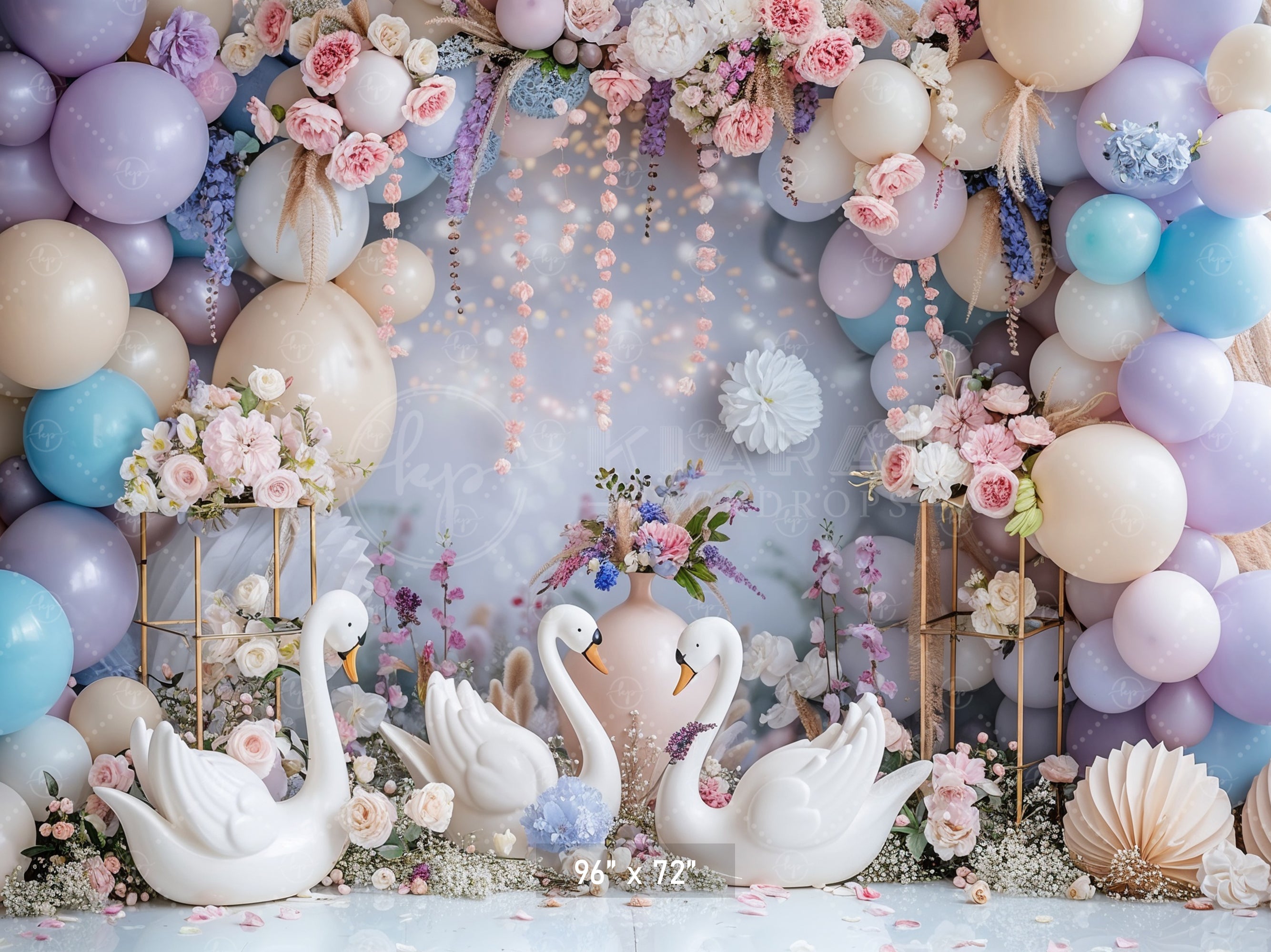 Elegant Swan Garden Backdrop