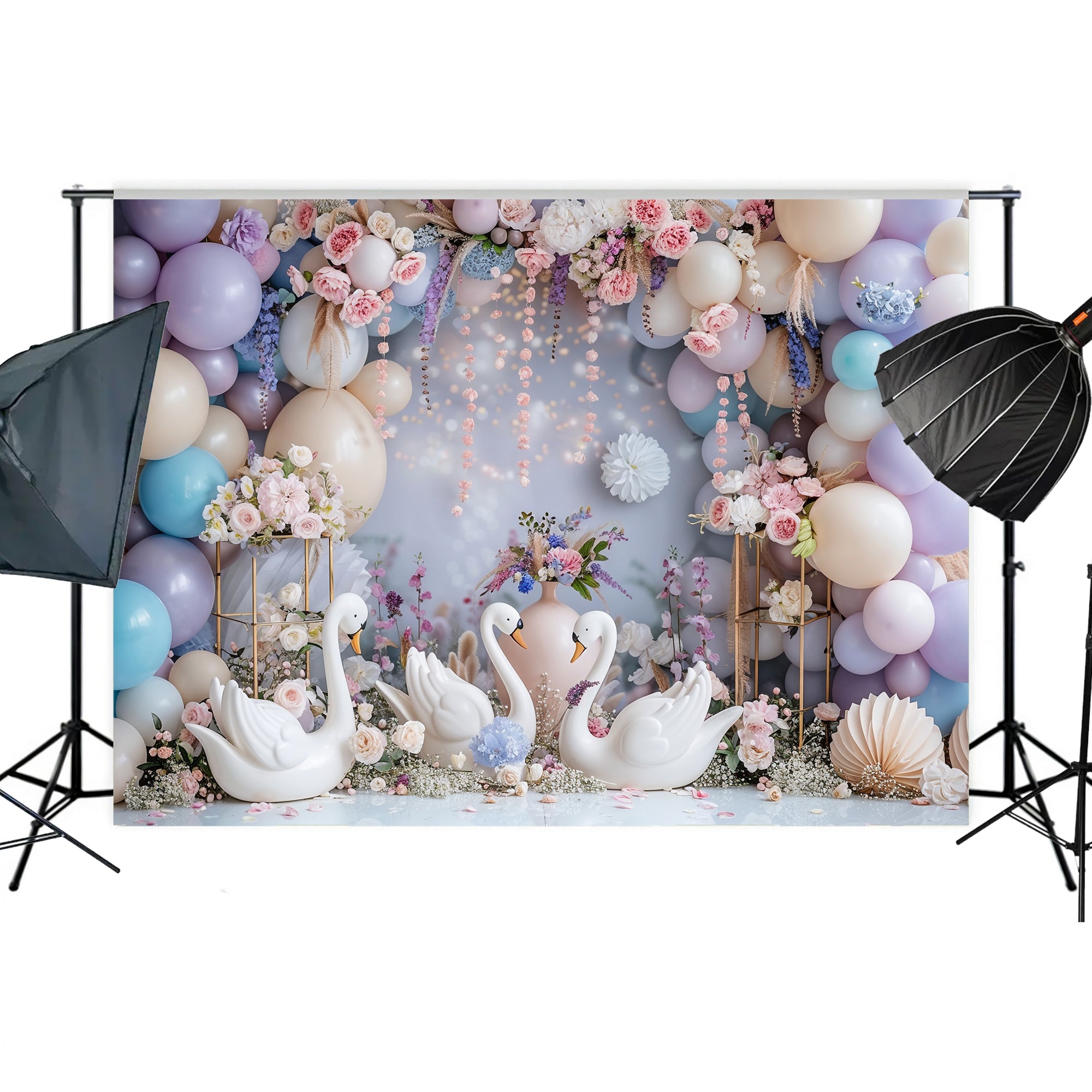 Elegant Swan Garden Backdrop