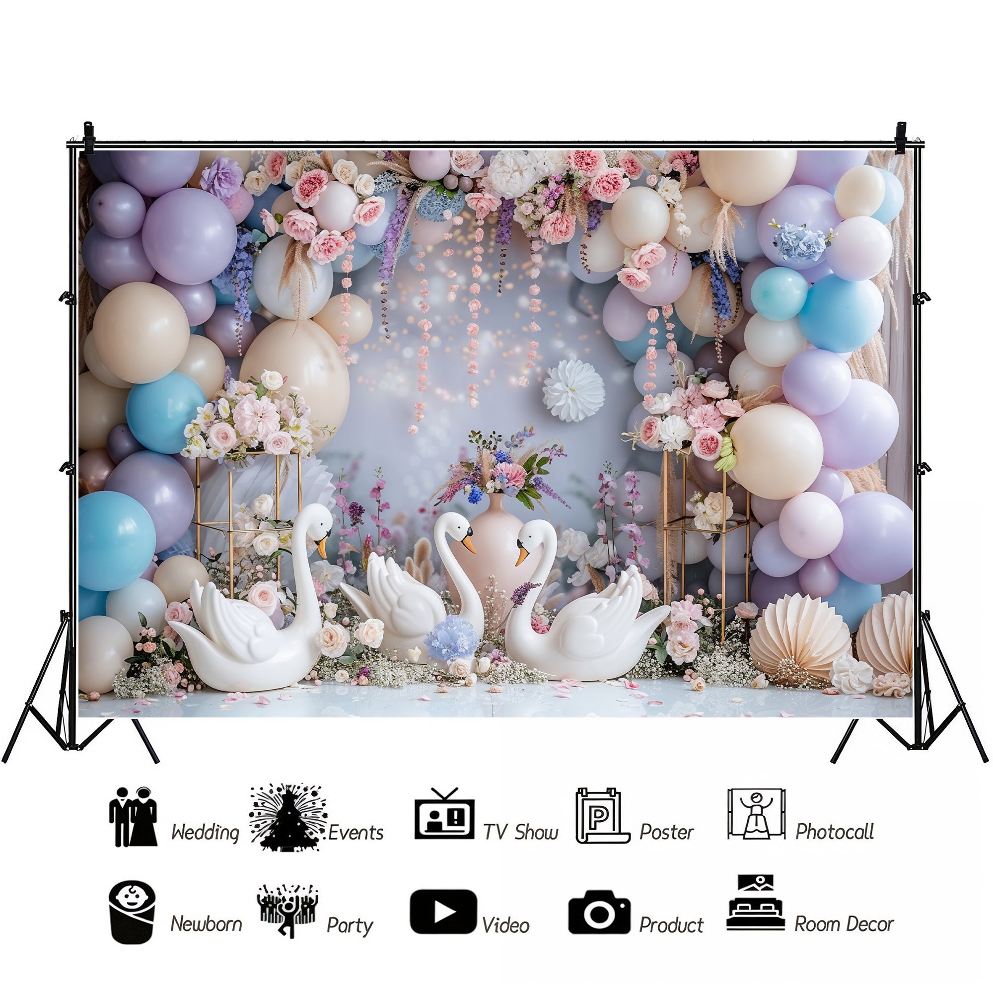 Elegant Swan Garden Backdrop