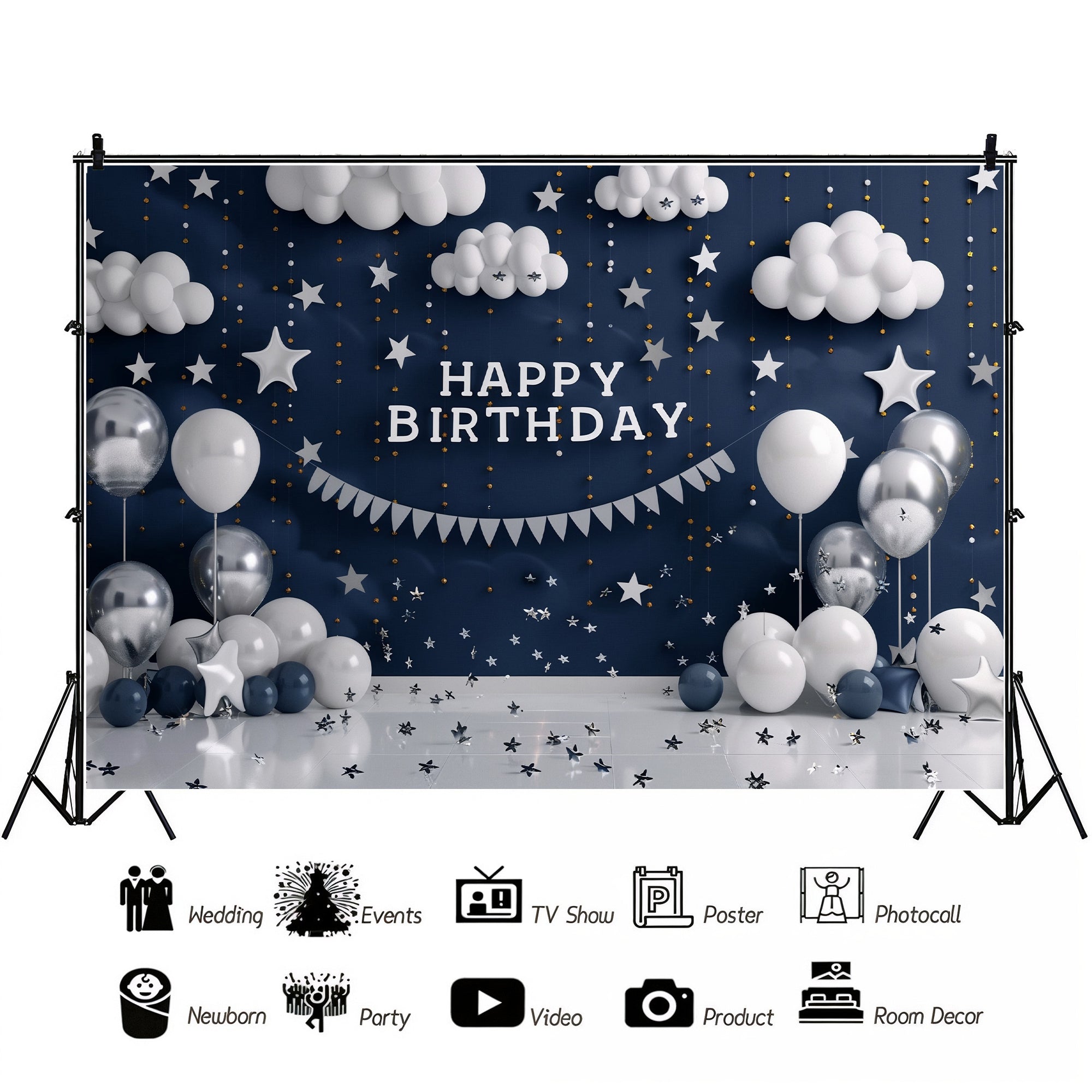 Starry Night Birthday Backdrop