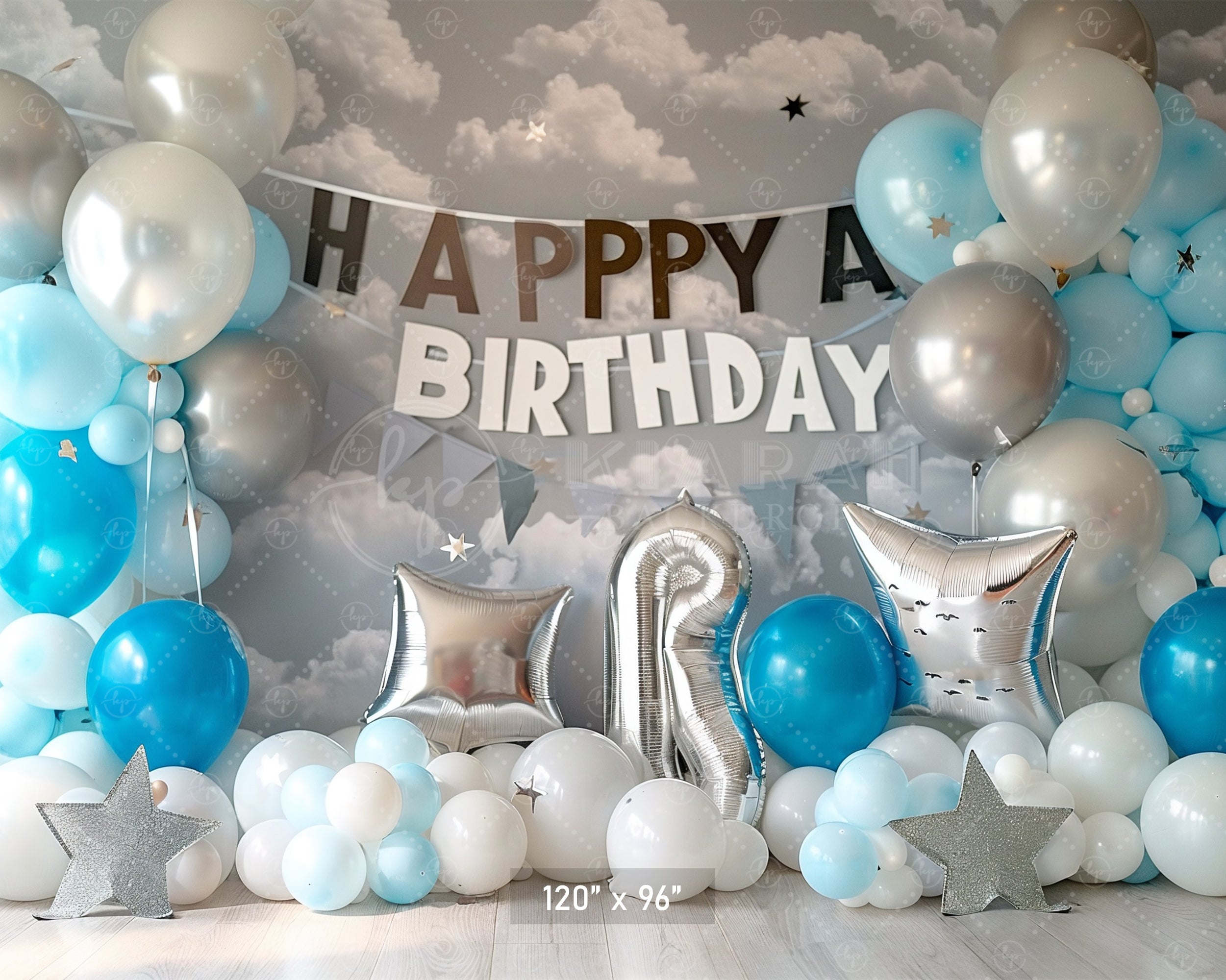 Sky Blue Birthday Celebration Backdrop