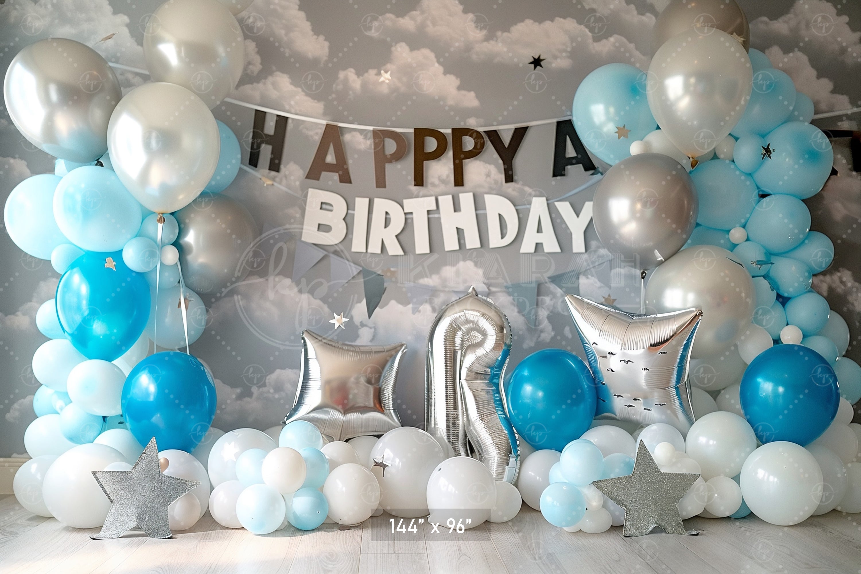 Sky Blue Birthday Celebration Backdrop