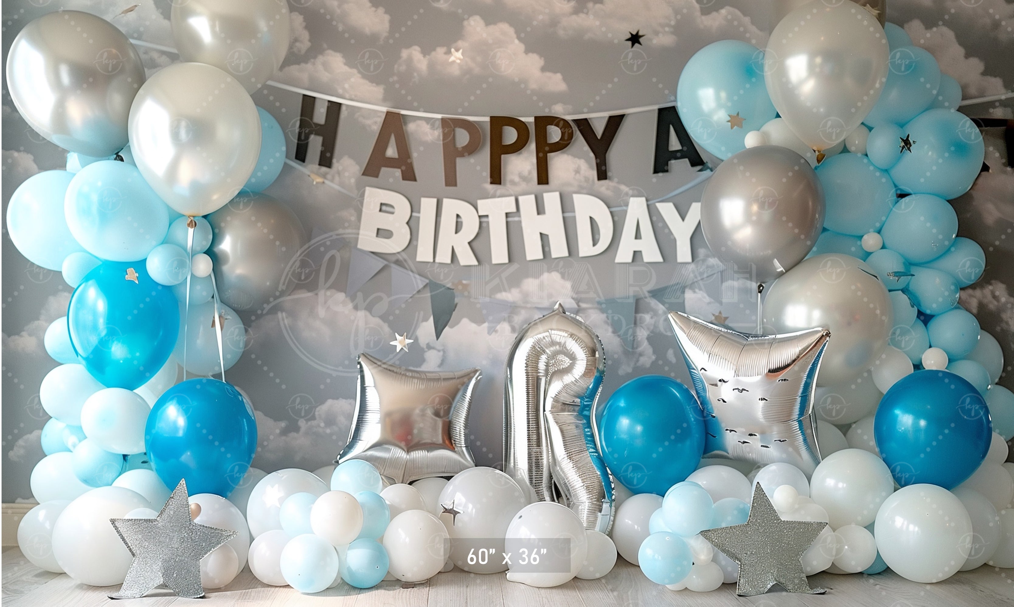 Sky Blue Birthday Celebration Backdrop