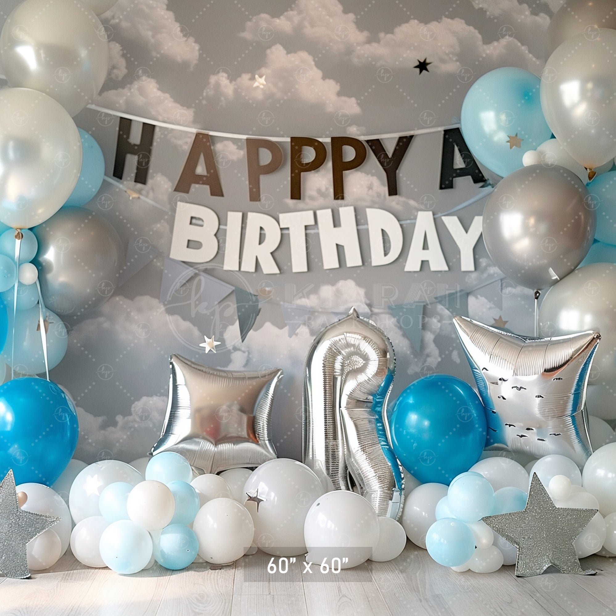 Sky Blue Birthday Celebration Backdrop