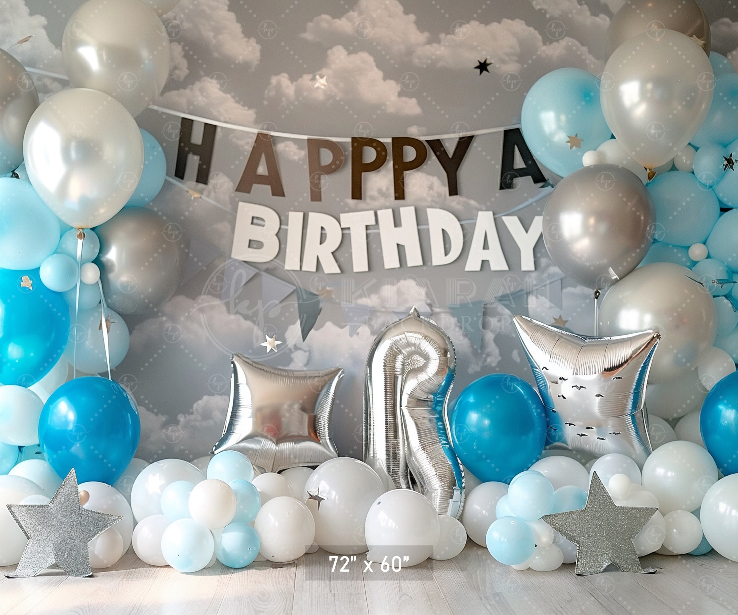 Sky Blue Birthday Celebration Backdrop