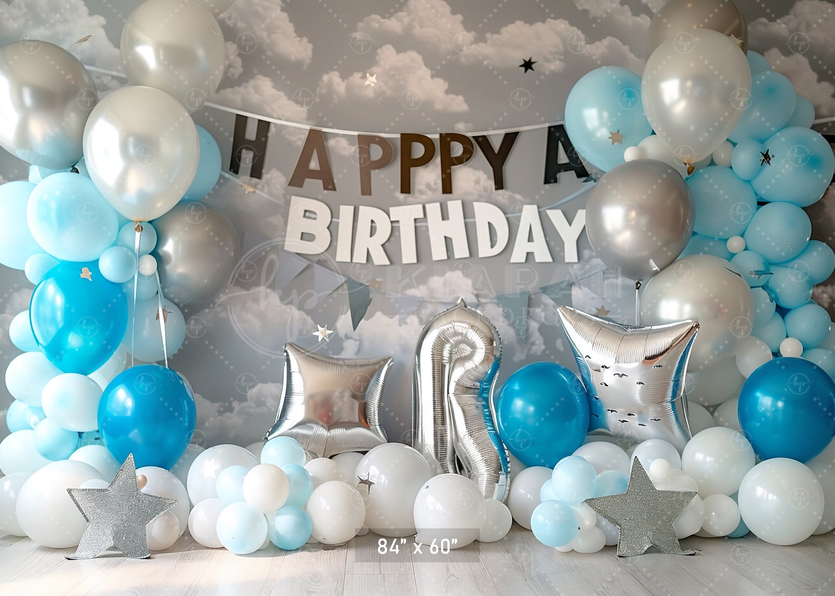 Sky Blue Birthday Celebration Backdrop