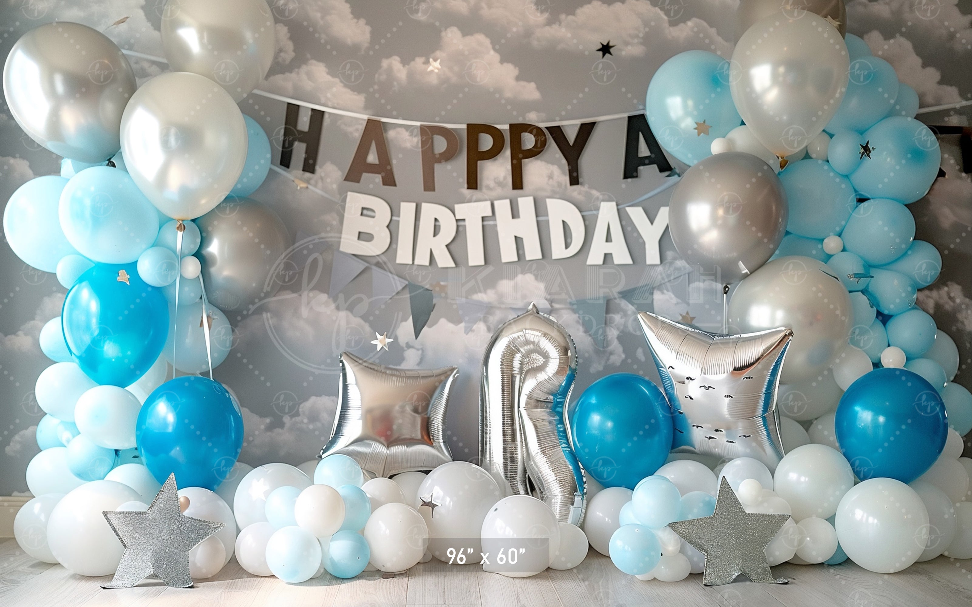 Sky Blue Birthday Celebration Backdrop