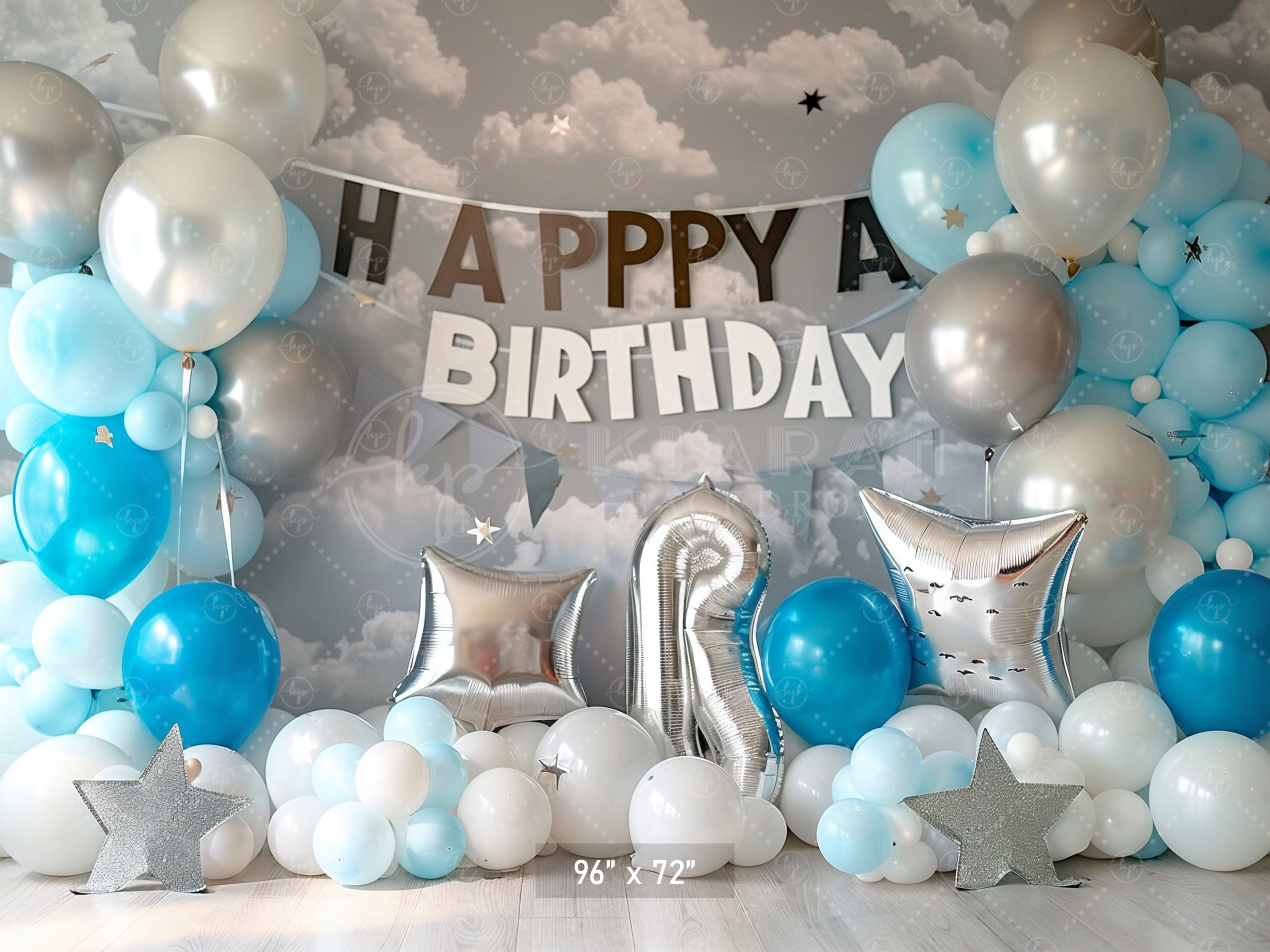 Sky Blue Birthday Celebration Backdrop