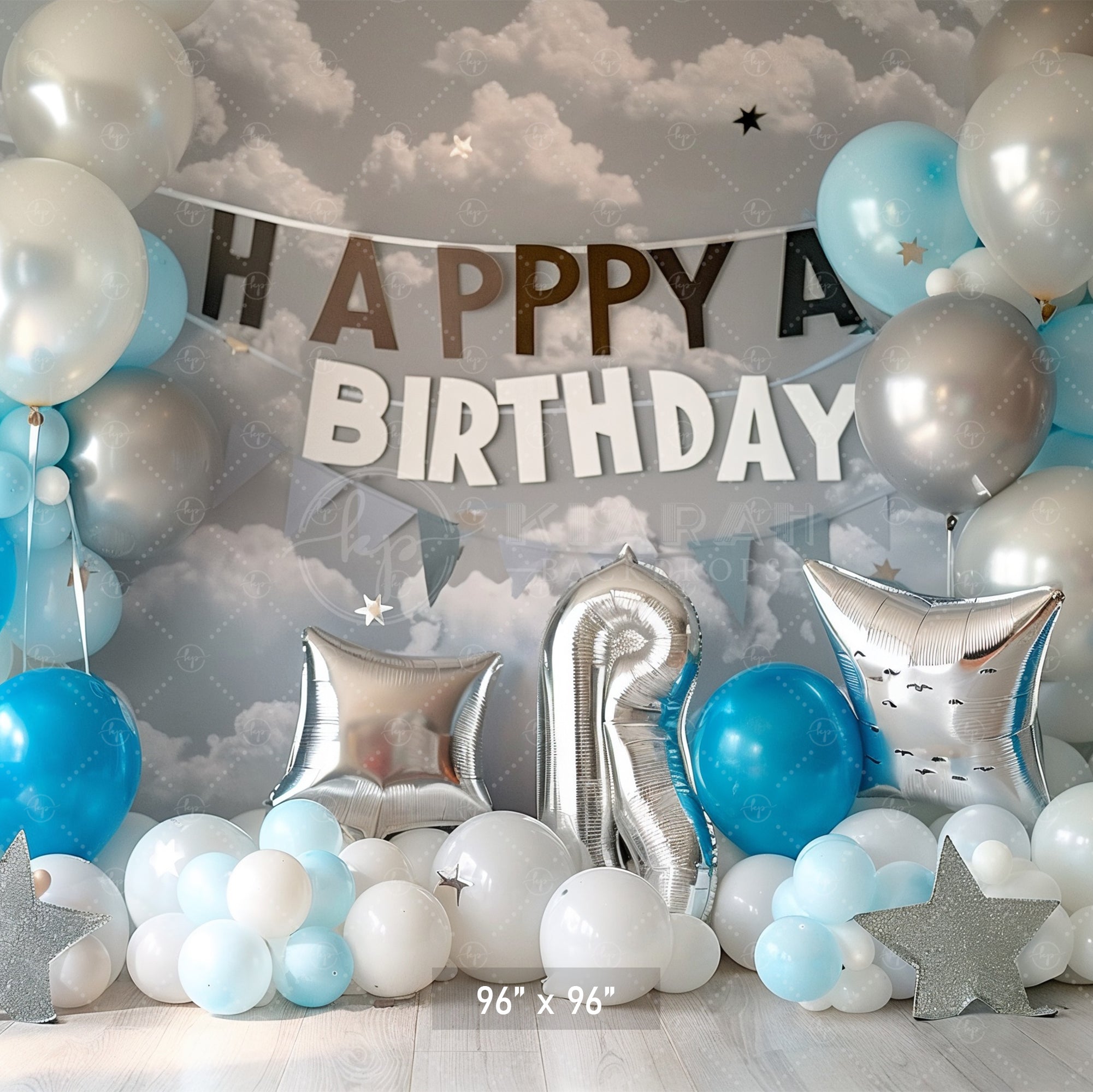 Sky Blue Birthday Celebration Backdrop