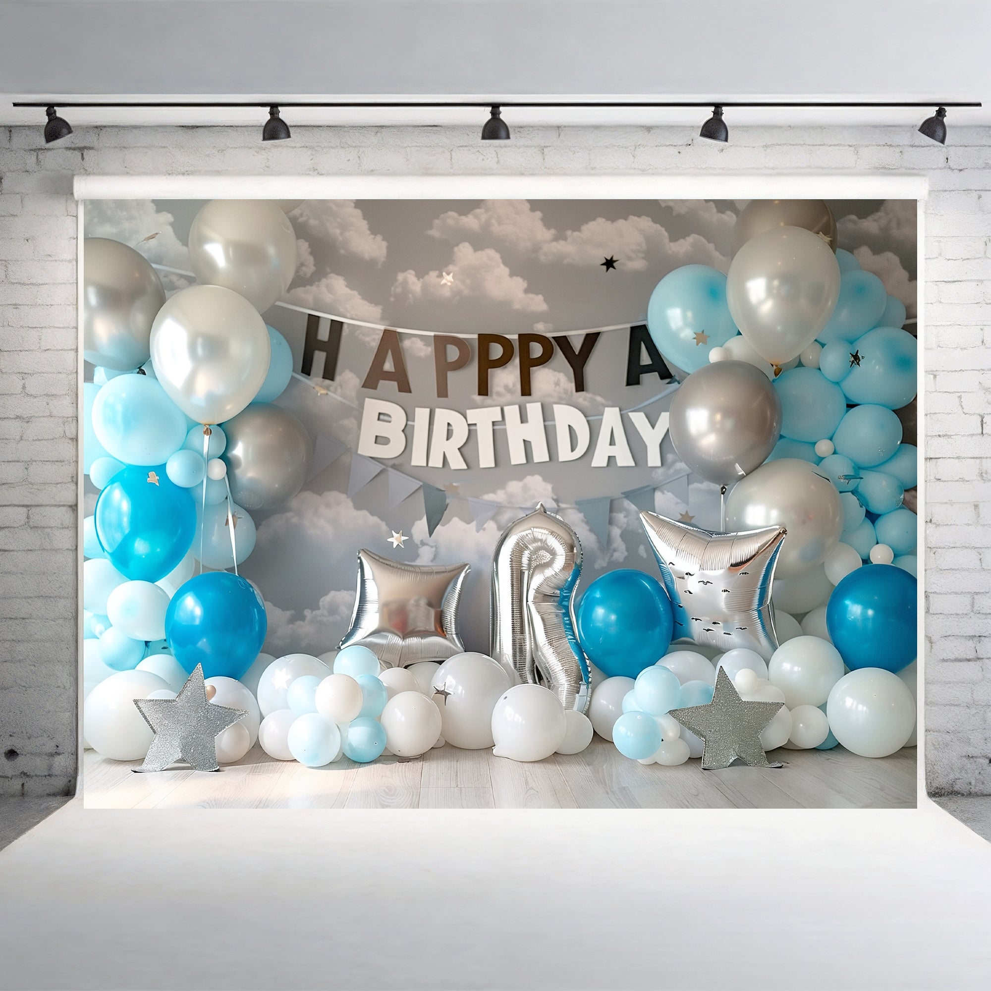 Sky Blue Birthday Celebration Backdrop