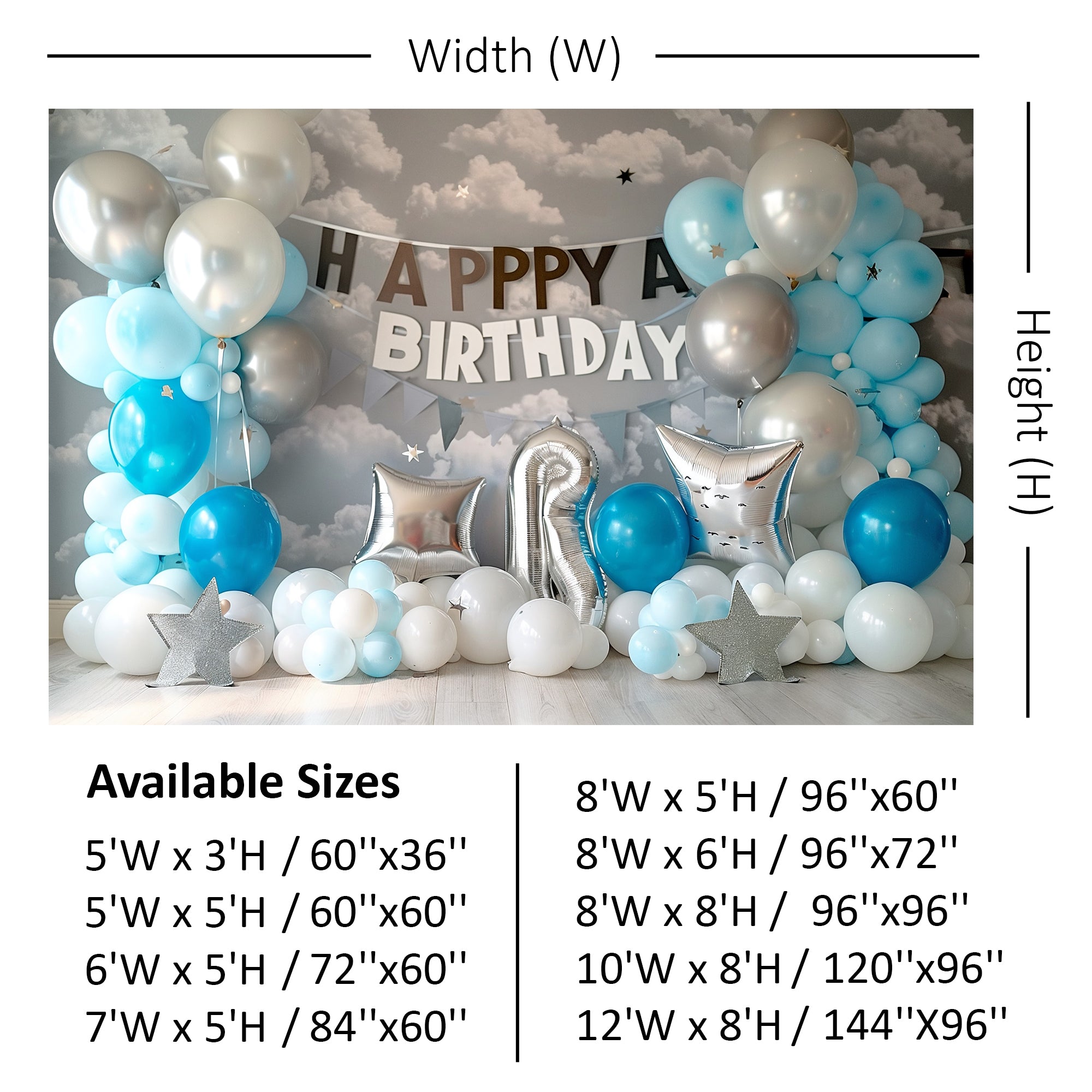 Sky Blue Birthday Celebration Backdrop