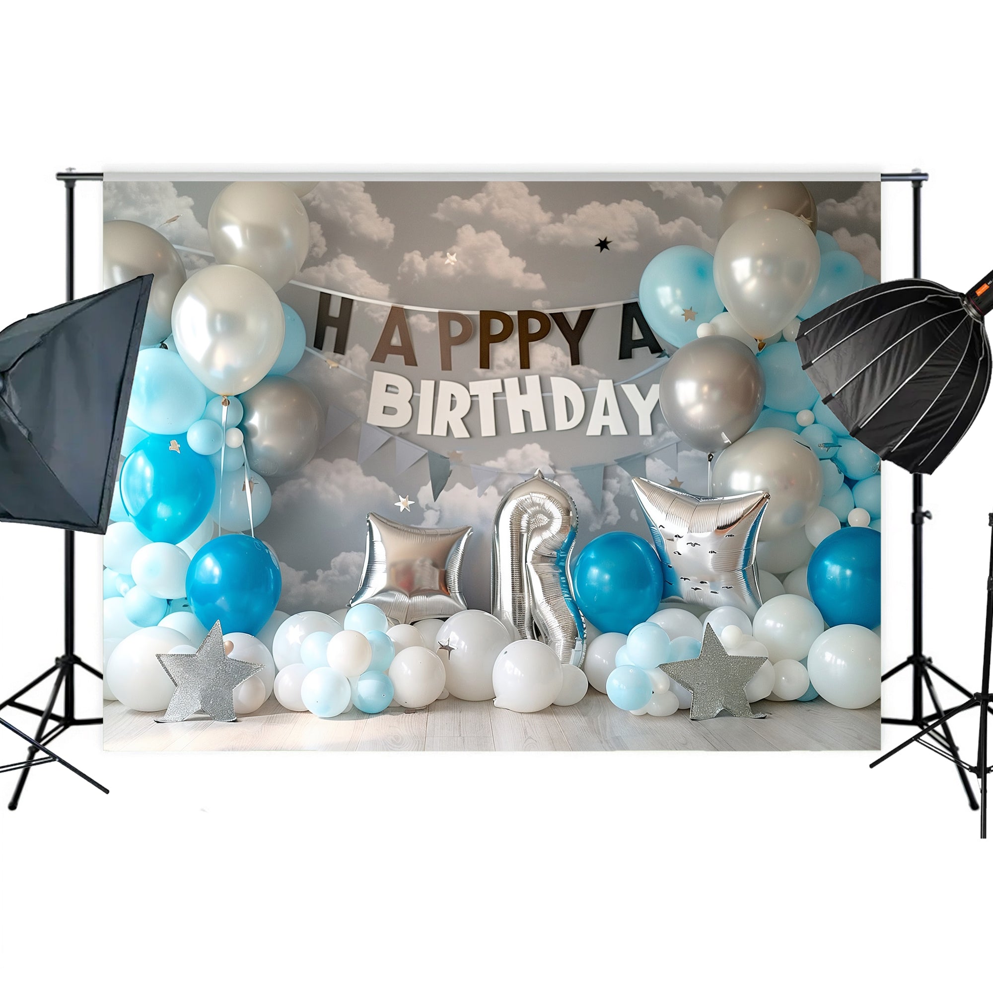 Sky Blue Birthday Celebration Backdrop
