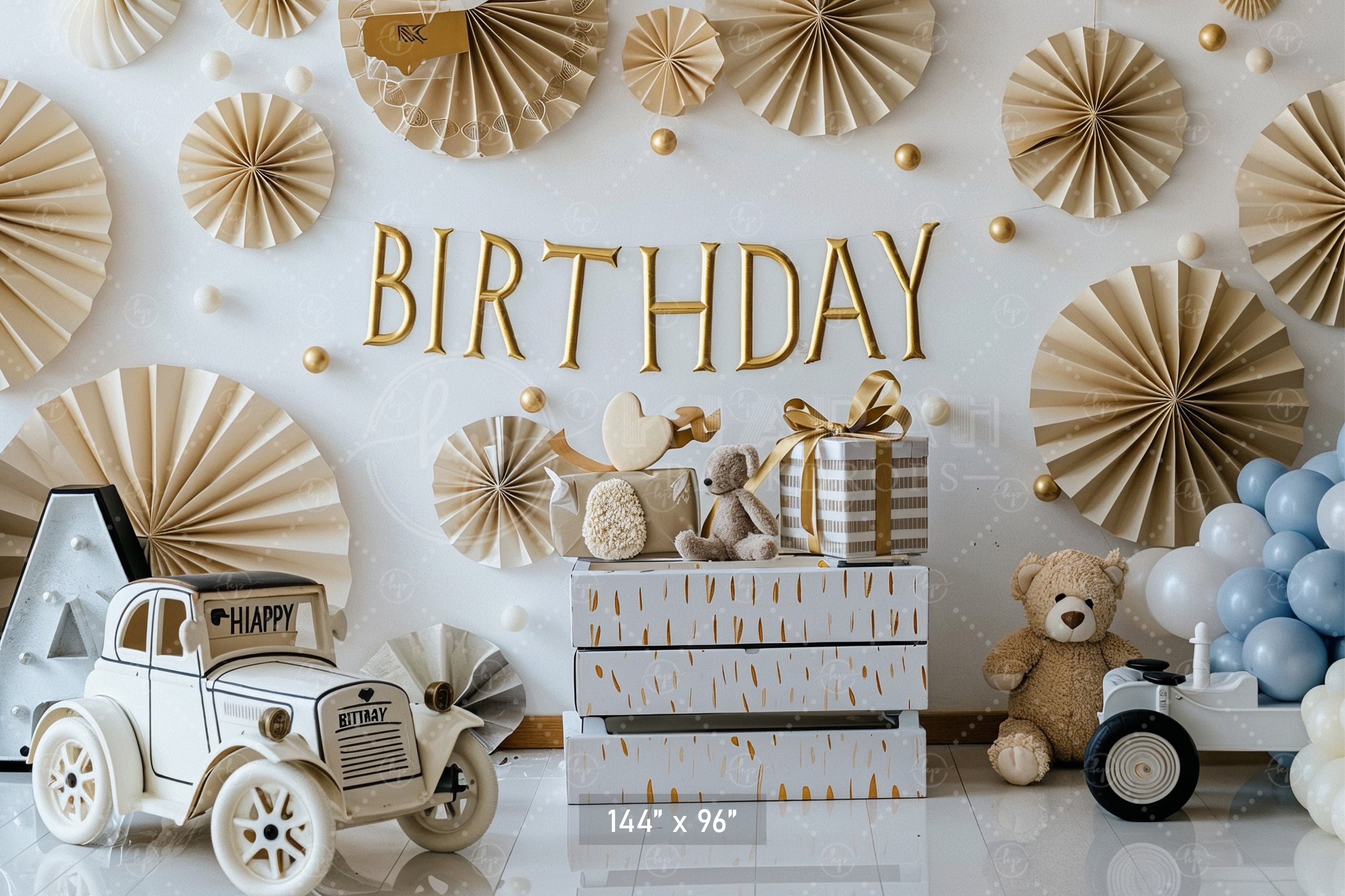 Vintage Teddy Birthday Backdrop