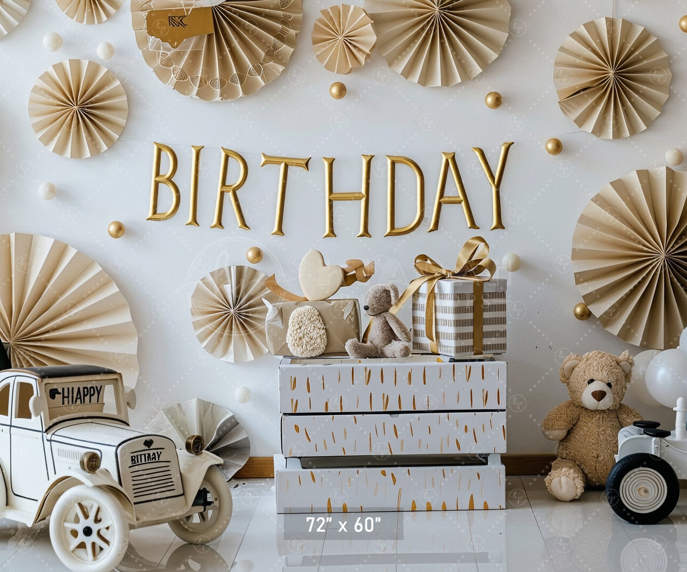 Vintage Teddy Birthday Backdrop