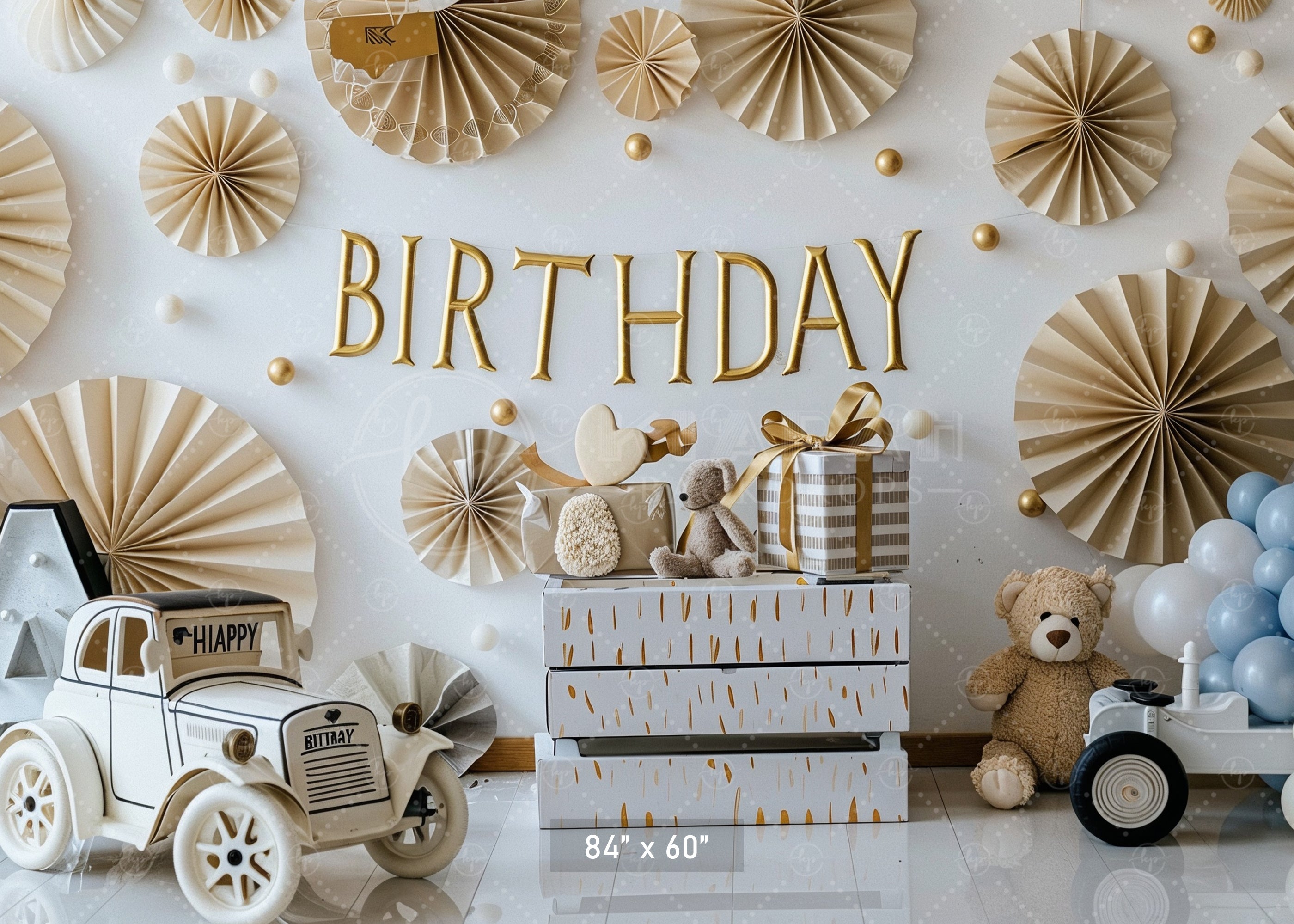 Vintage Teddy Birthday Backdrop