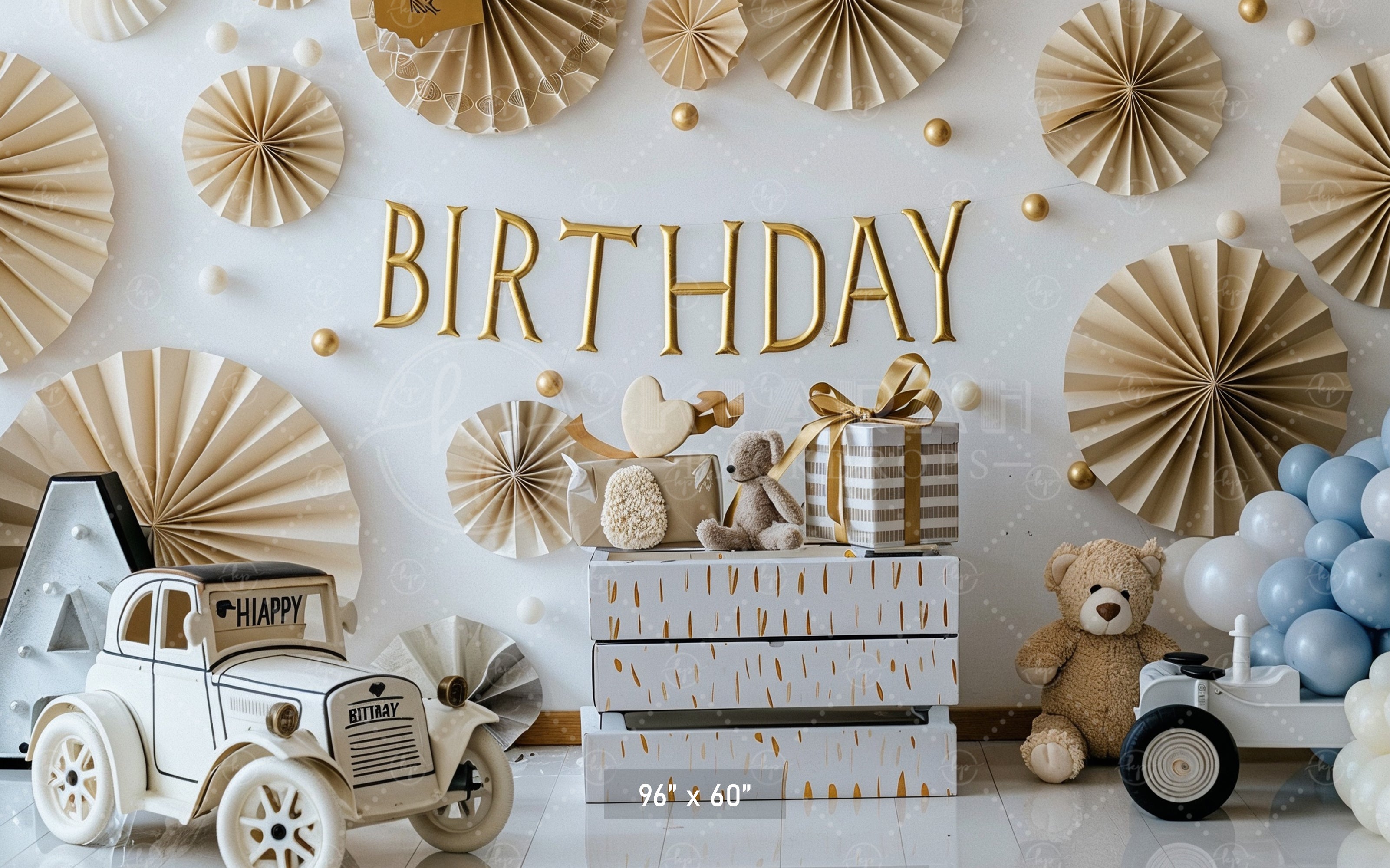 Vintage Teddy Birthday Backdrop
