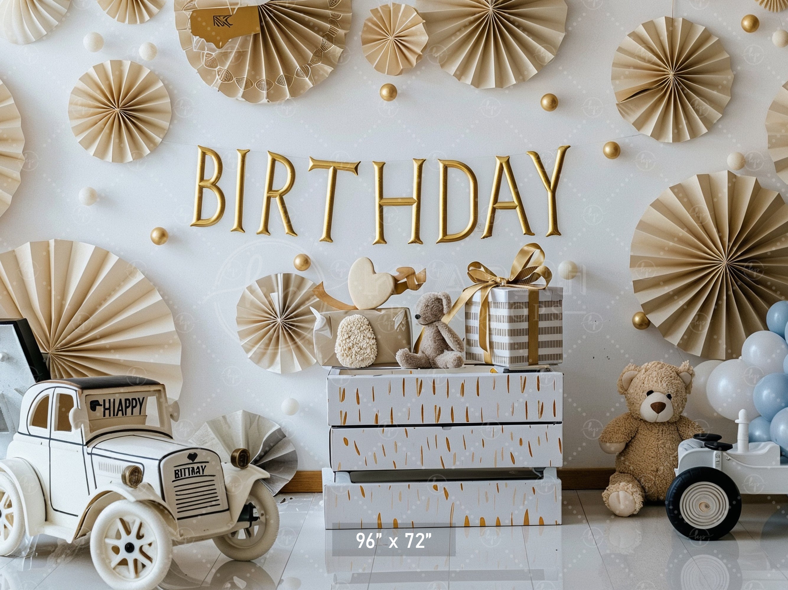 Vintage Teddy Birthday Backdrop
