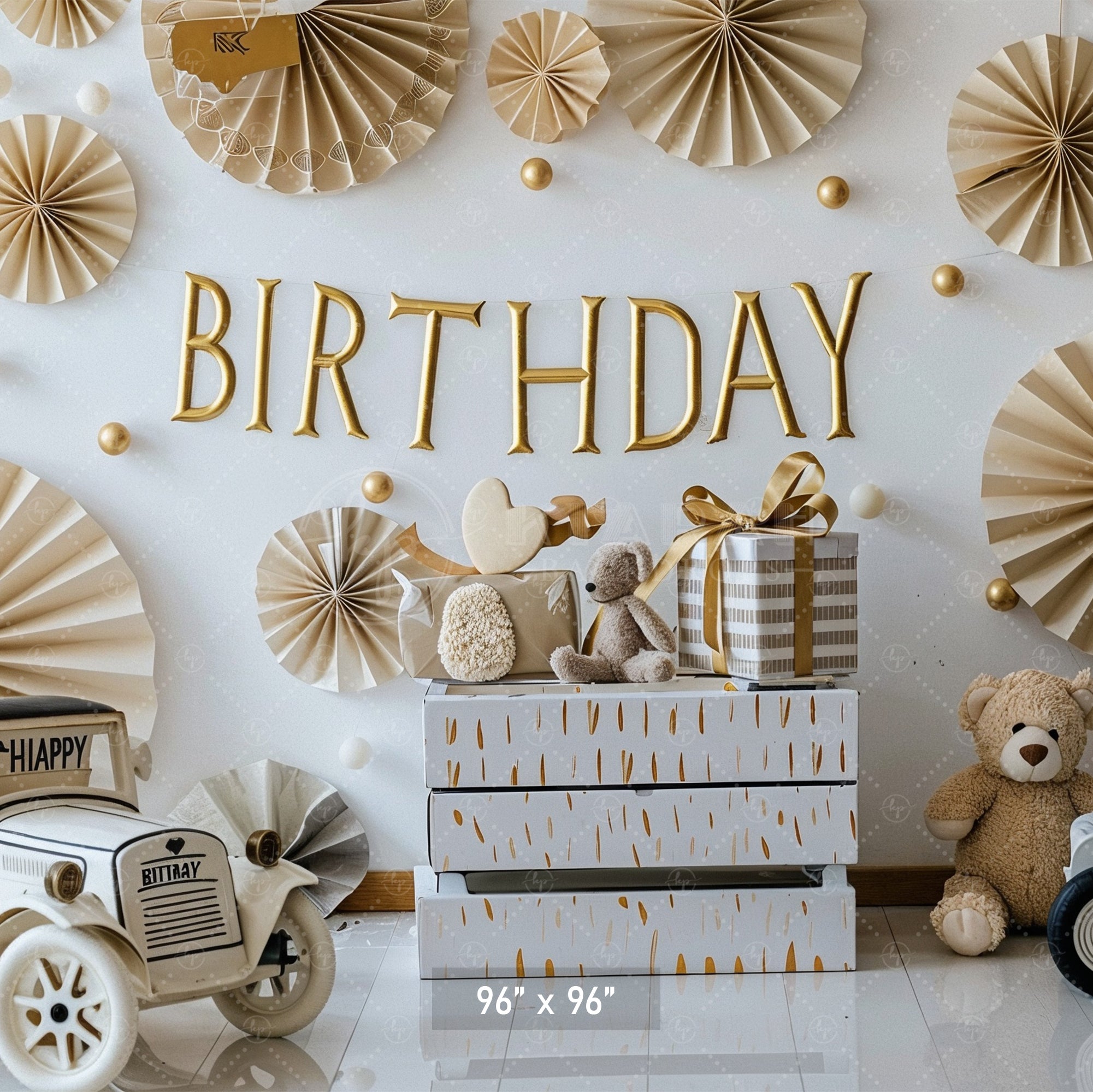 Vintage Teddy Birthday Backdrop