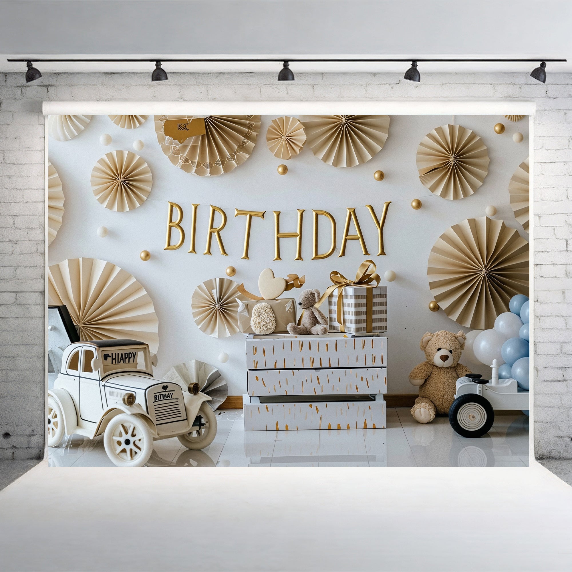 Vintage Teddy Birthday Backdrop
