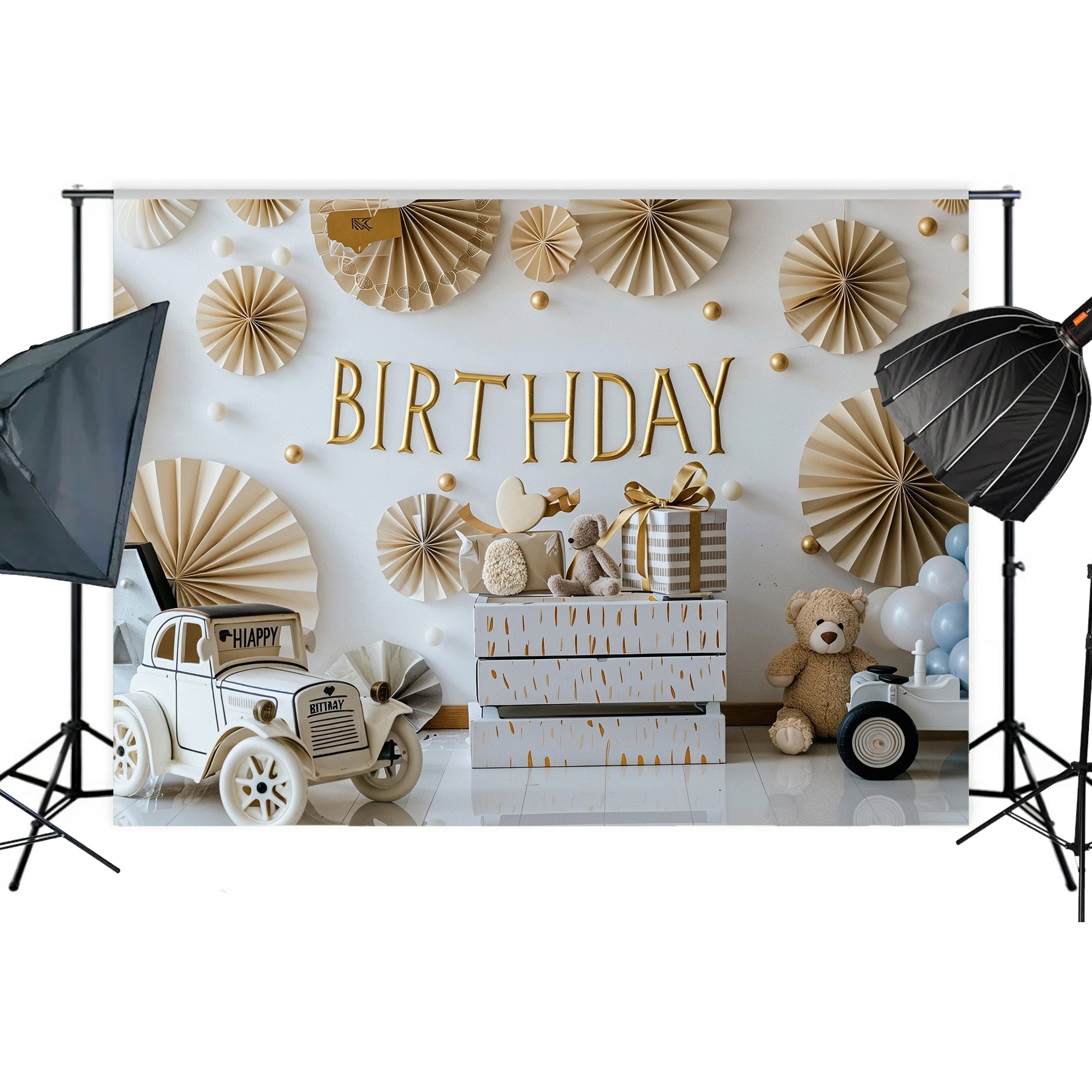 Vintage Teddy Birthday Backdrop