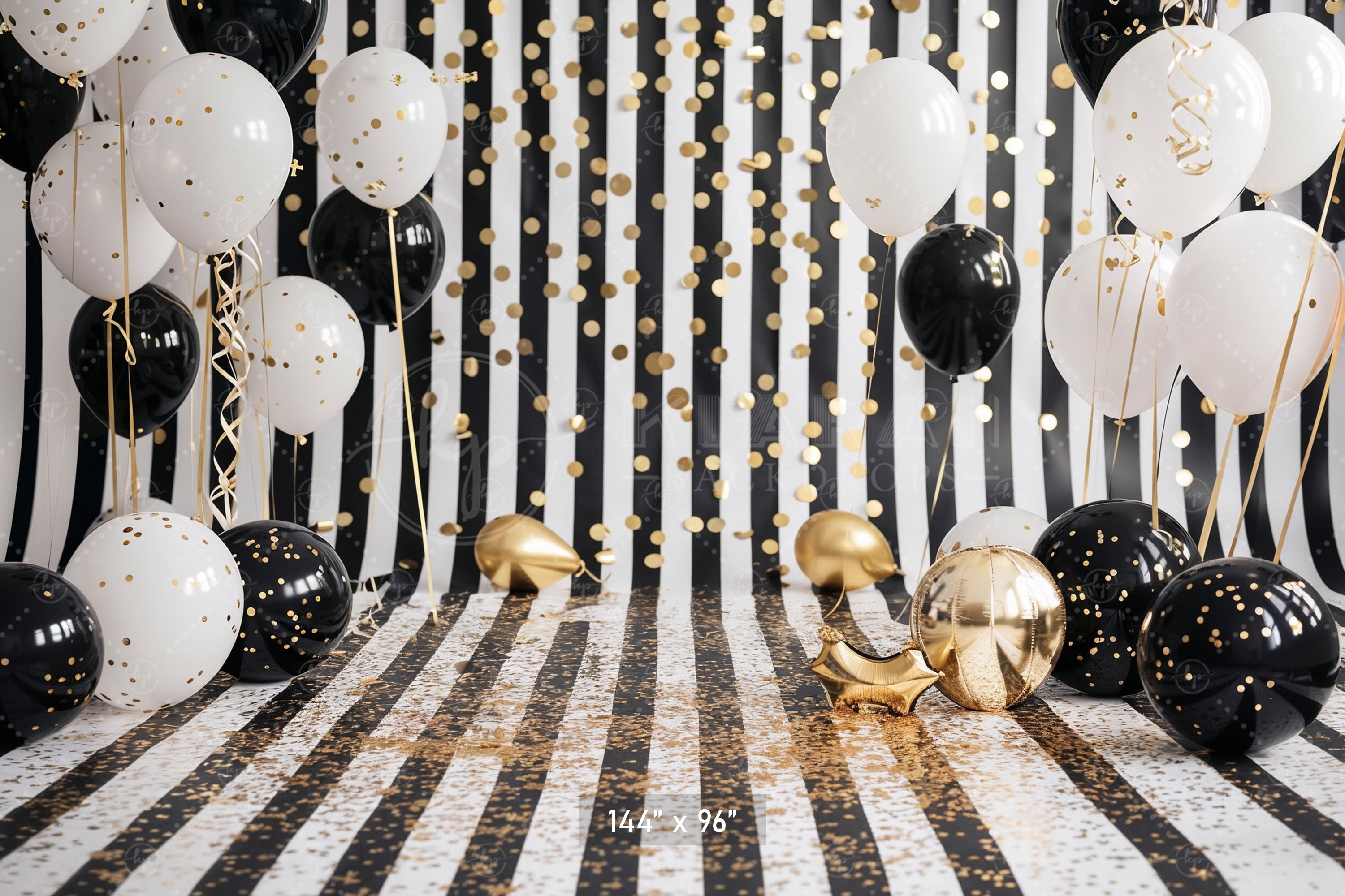 Glamorous Black & Gold Confetti Backdrop