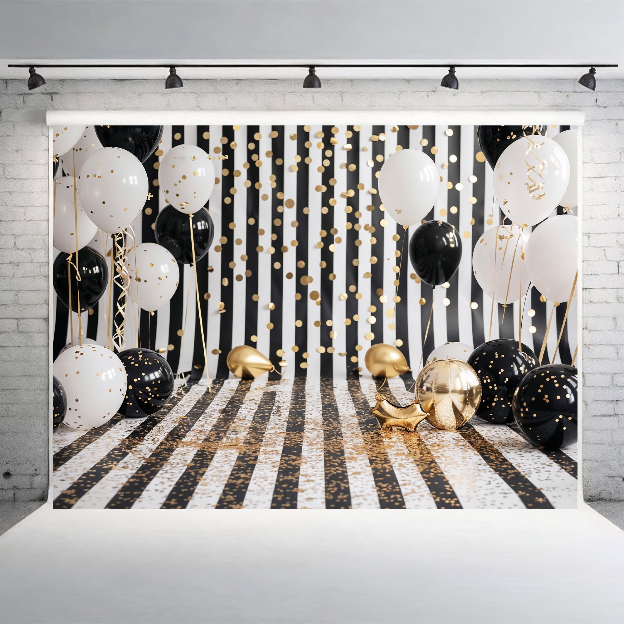Glamorous Black & Gold Confetti Backdrop
