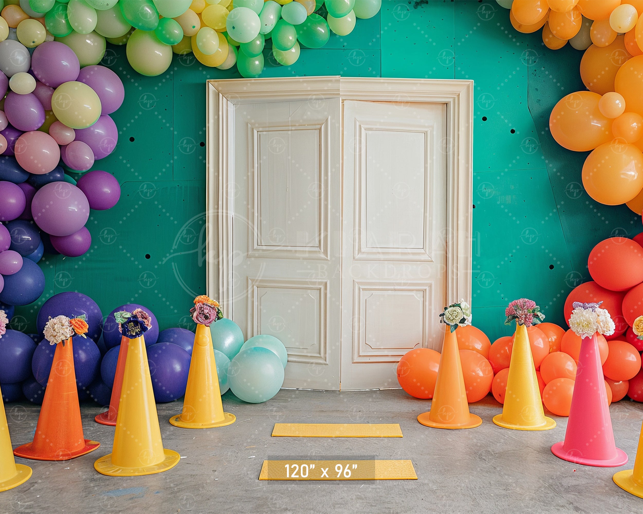 Vibrant Doorway Celebration Backdrop