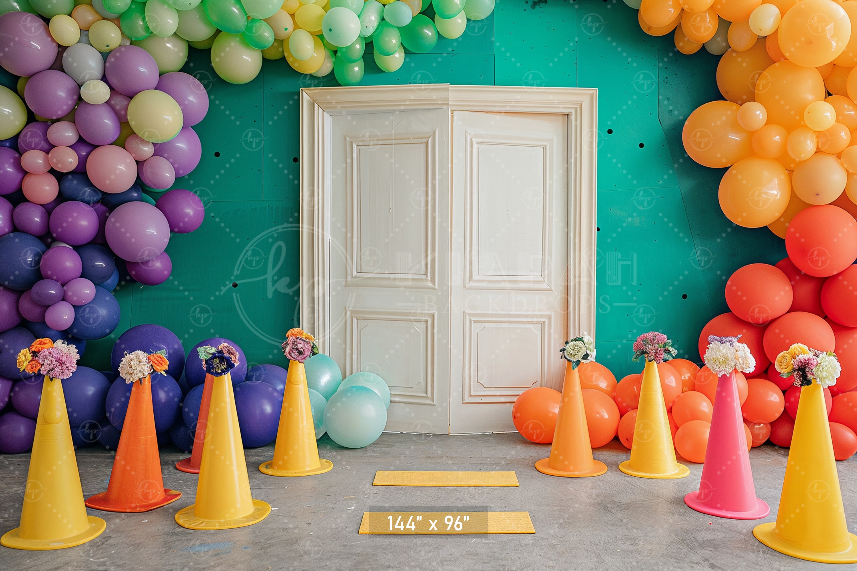Vibrant Doorway Celebration Backdrop
