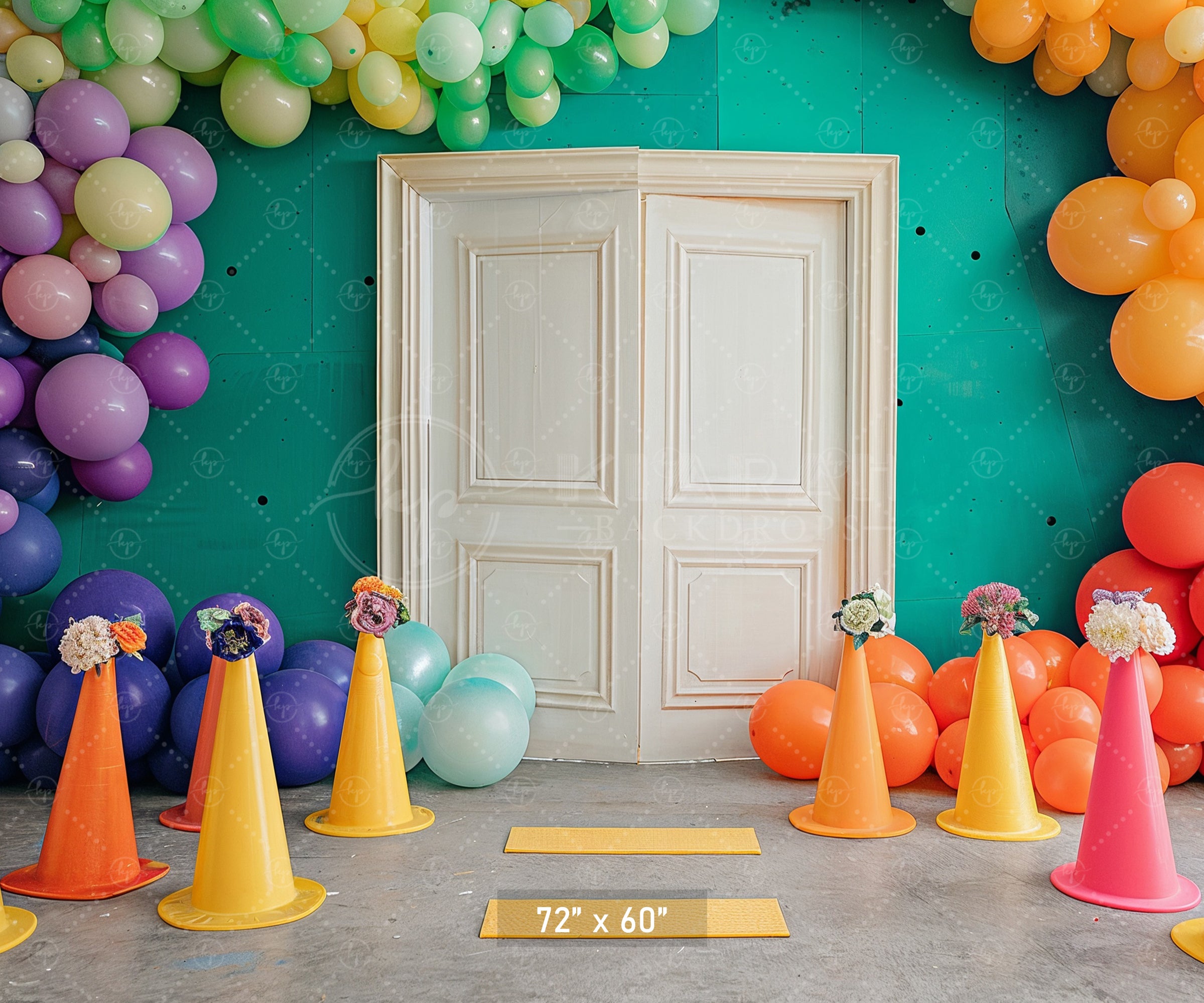 Vibrant Doorway Celebration Backdrop