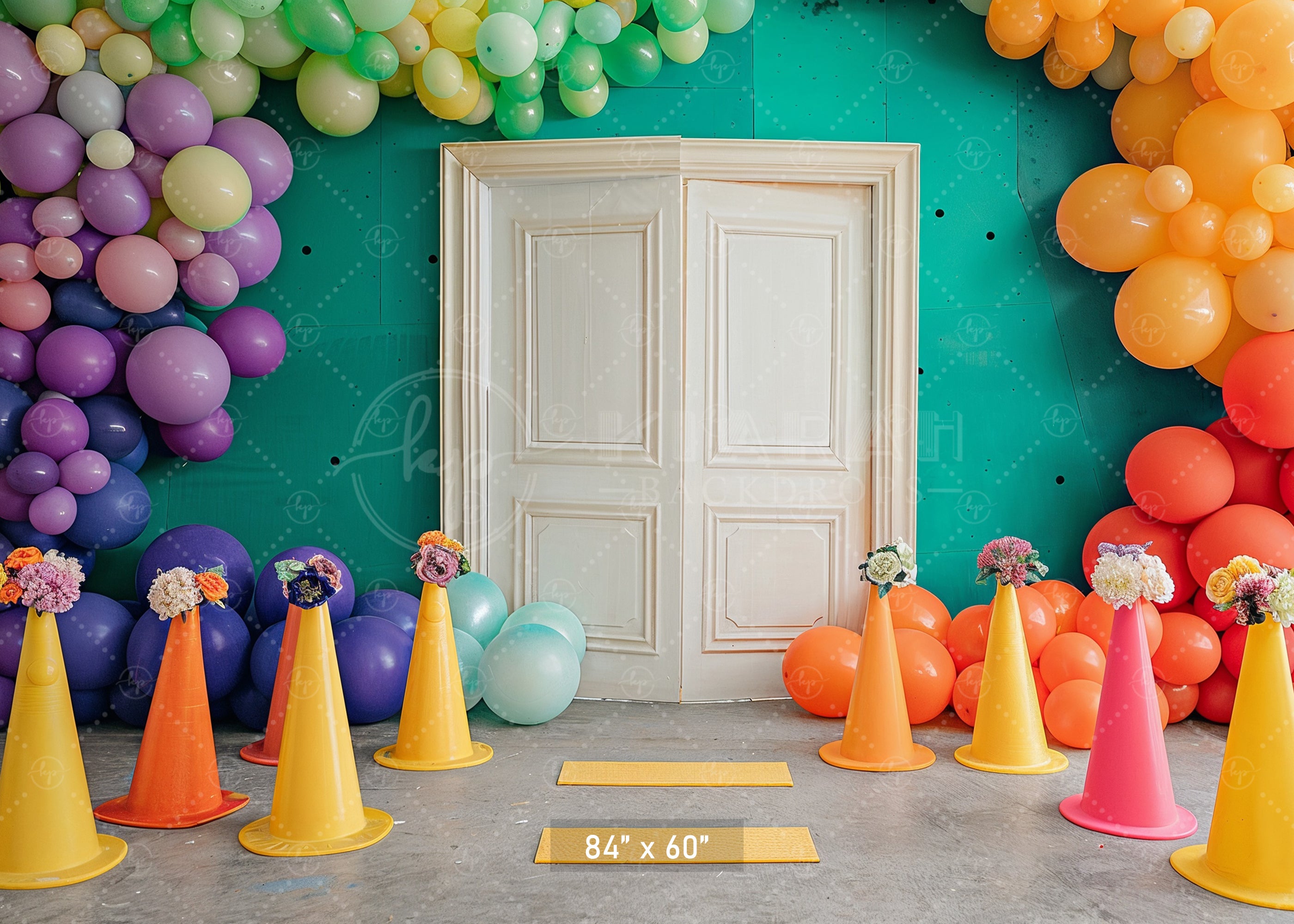 Vibrant Doorway Celebration Backdrop