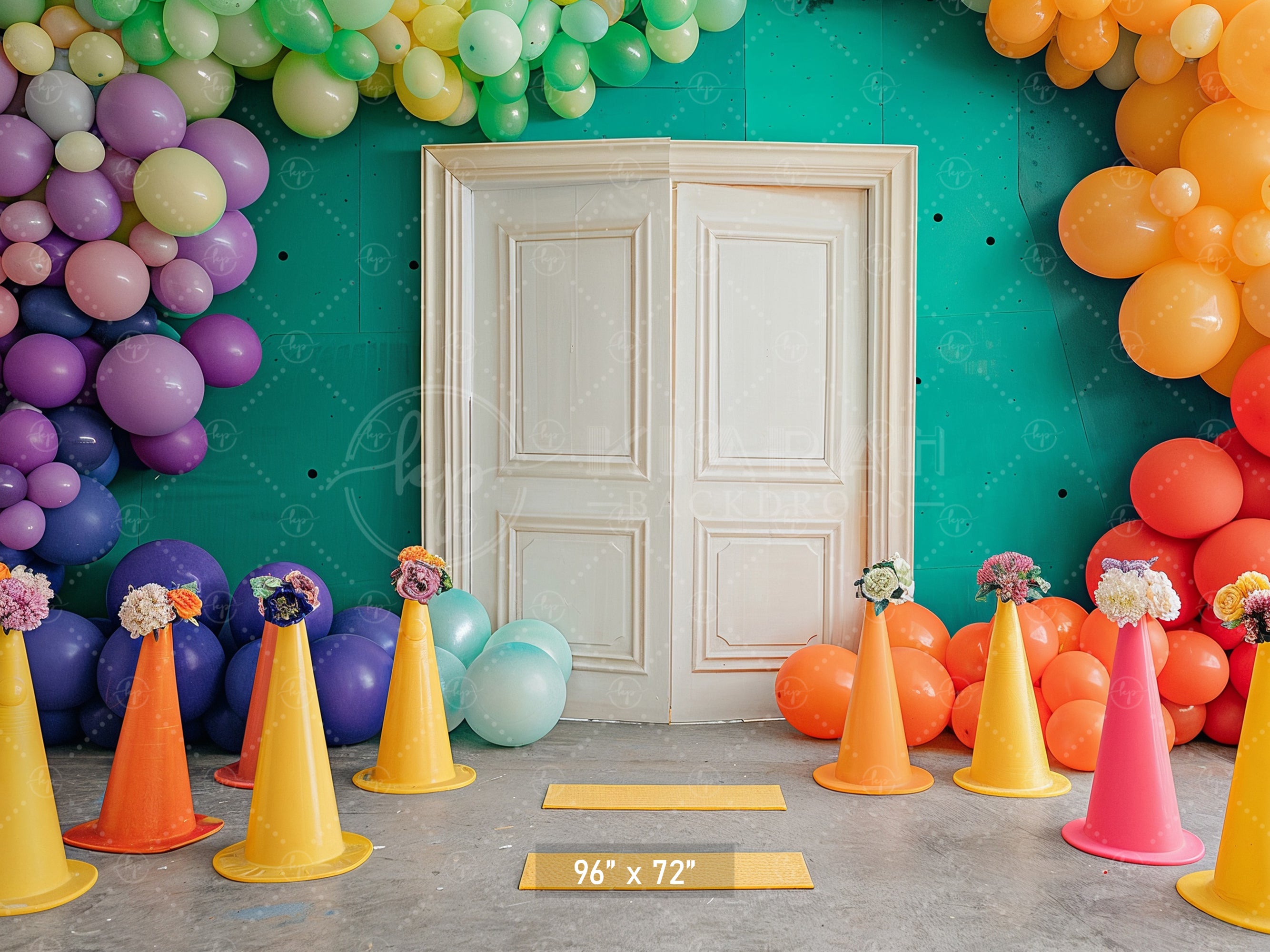 Vibrant Doorway Celebration Backdrop