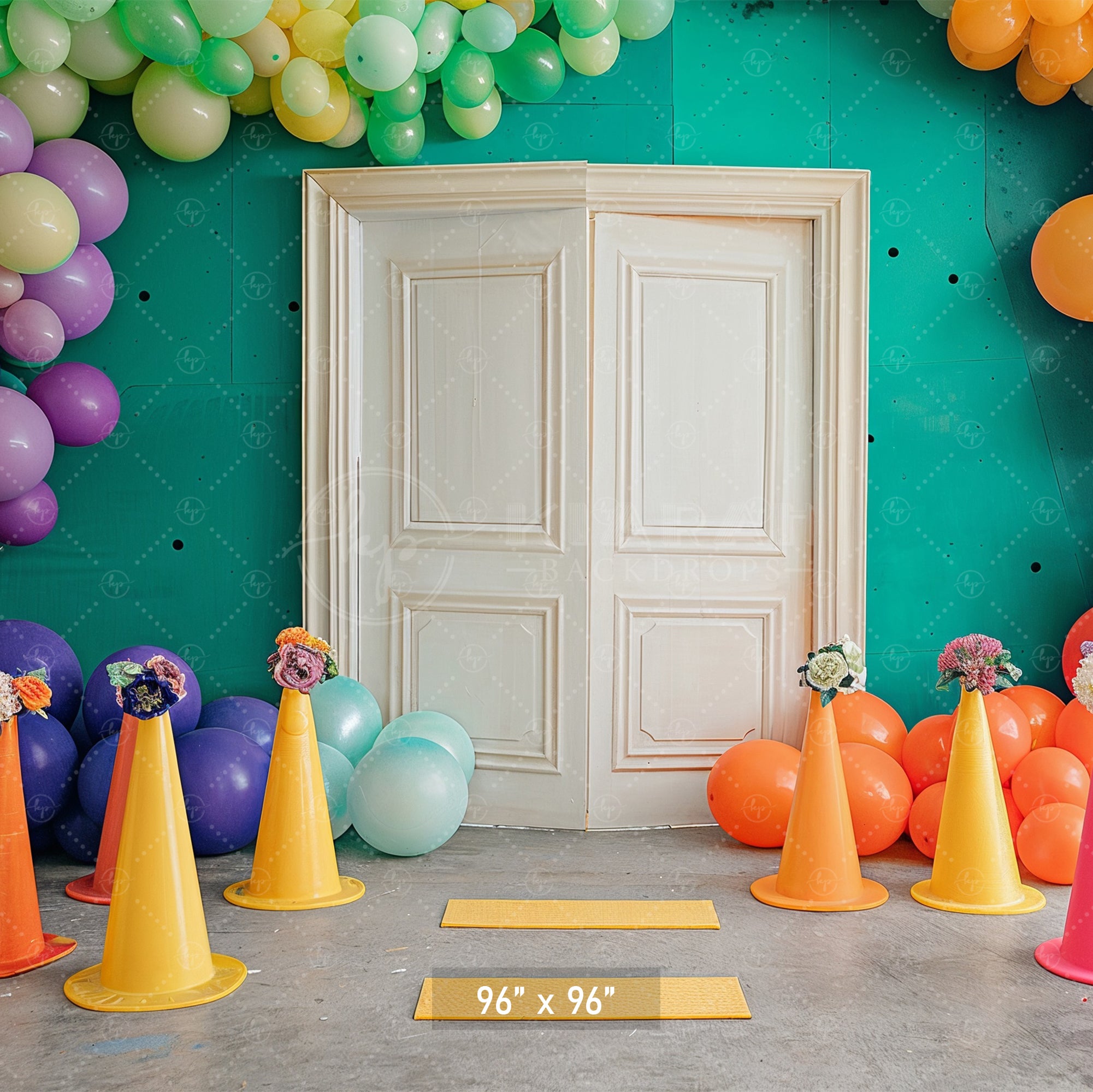 Vibrant Doorway Celebration Backdrop