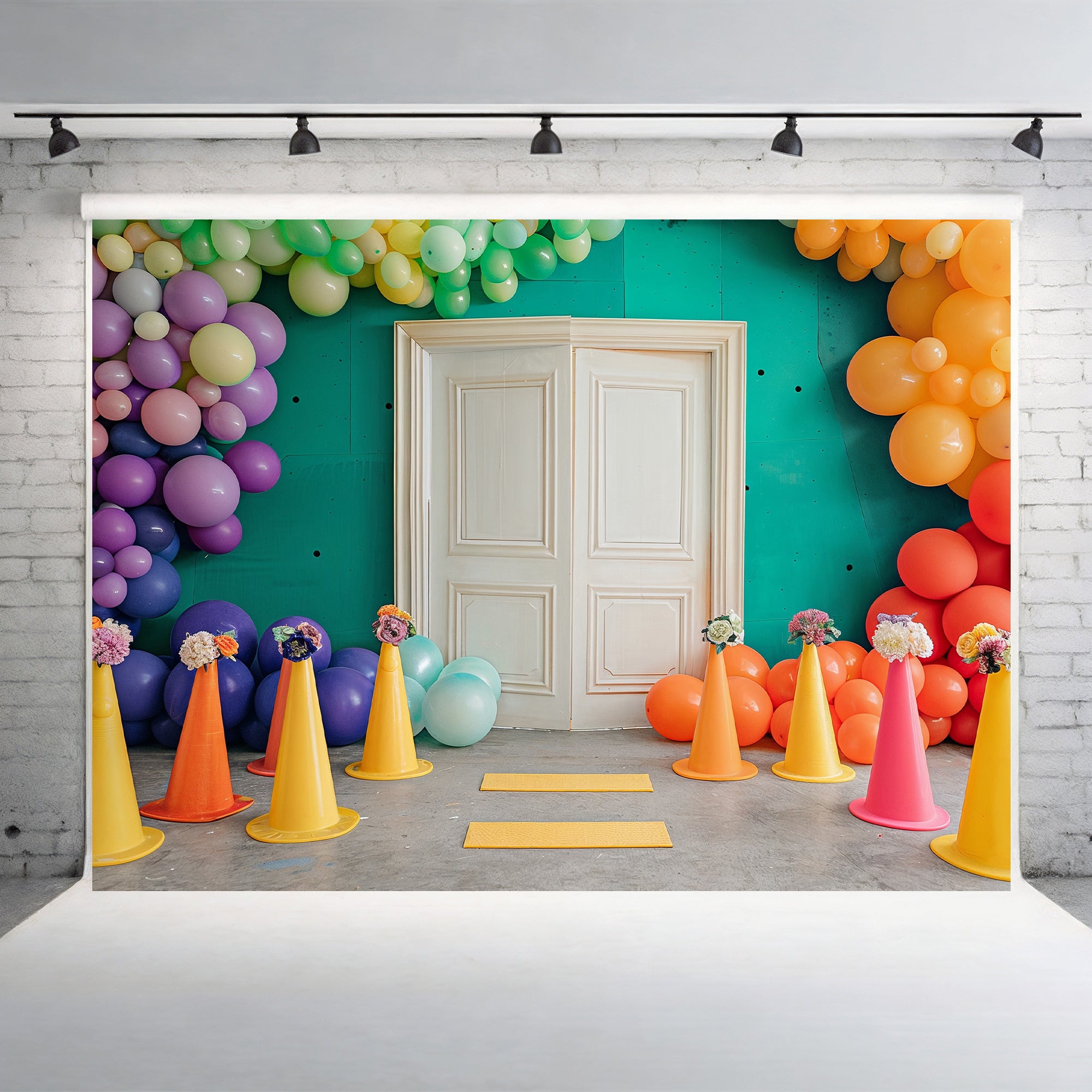 Vibrant Doorway Celebration Backdrop