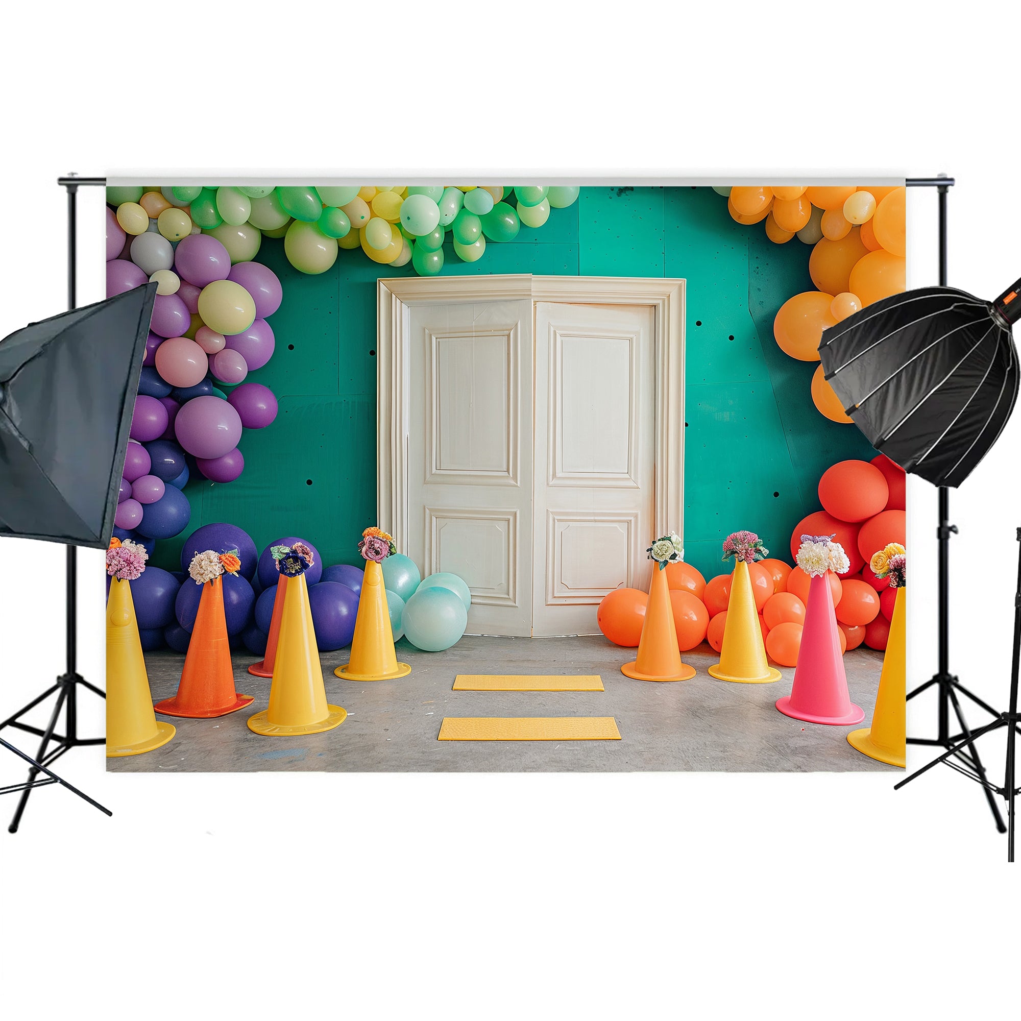 Vibrant Doorway Celebration Backdrop