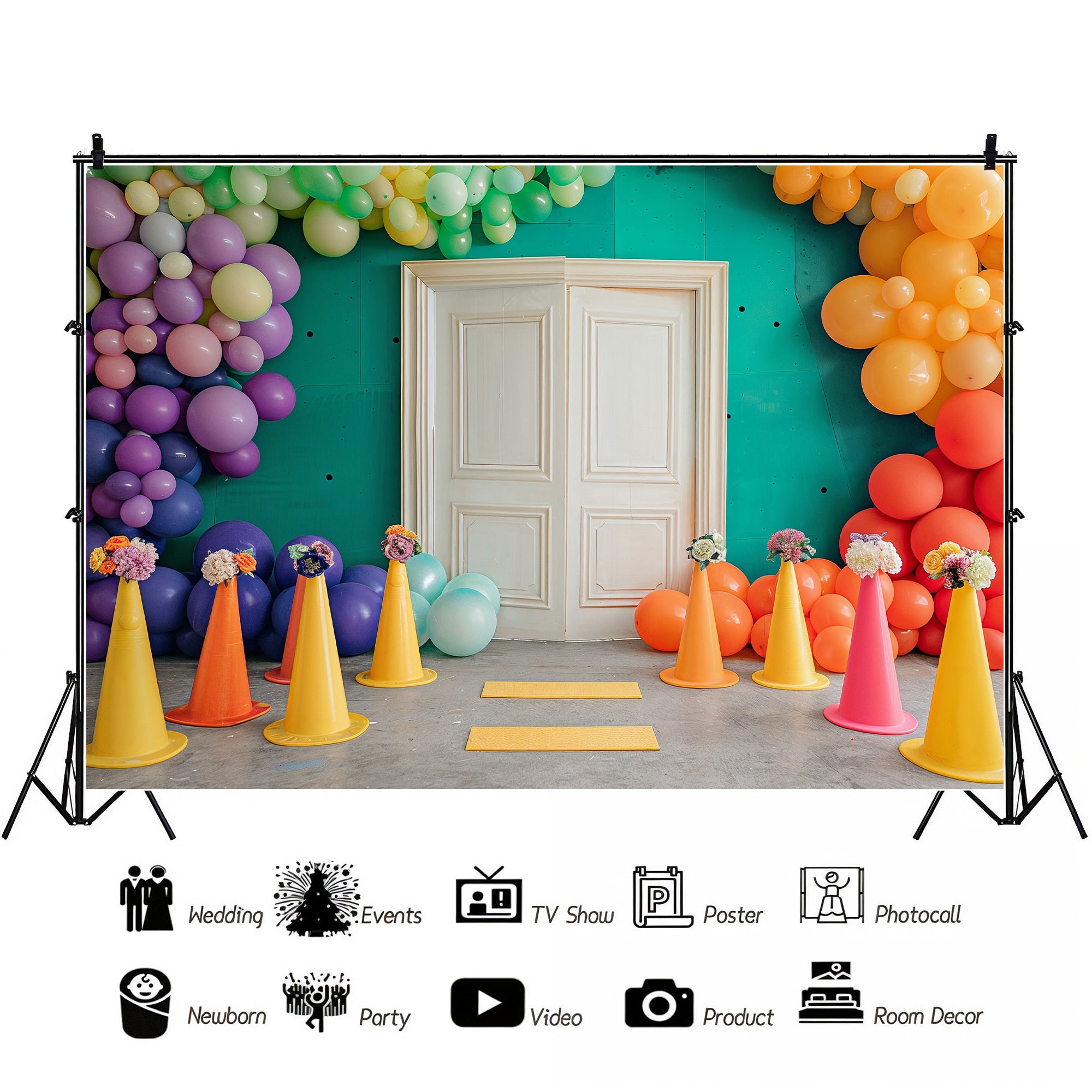 Vibrant Doorway Celebration Backdrop