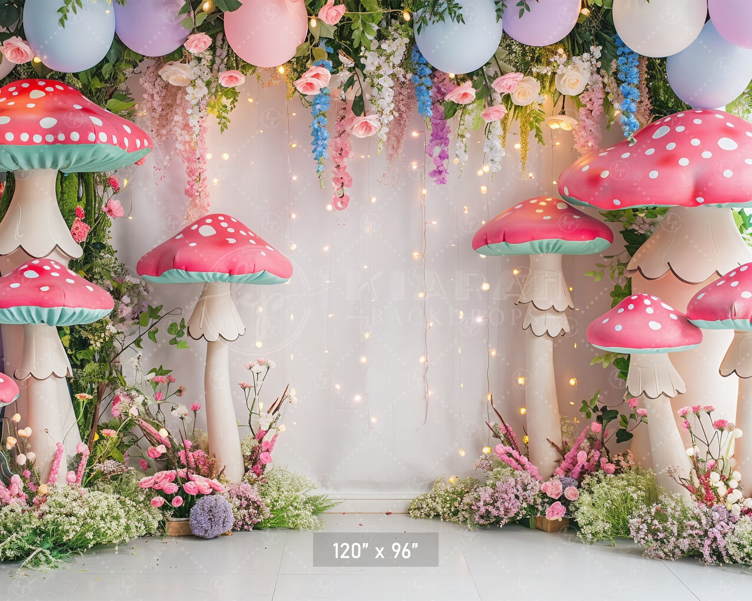 Enchanted Mushroom Garden Backdrop