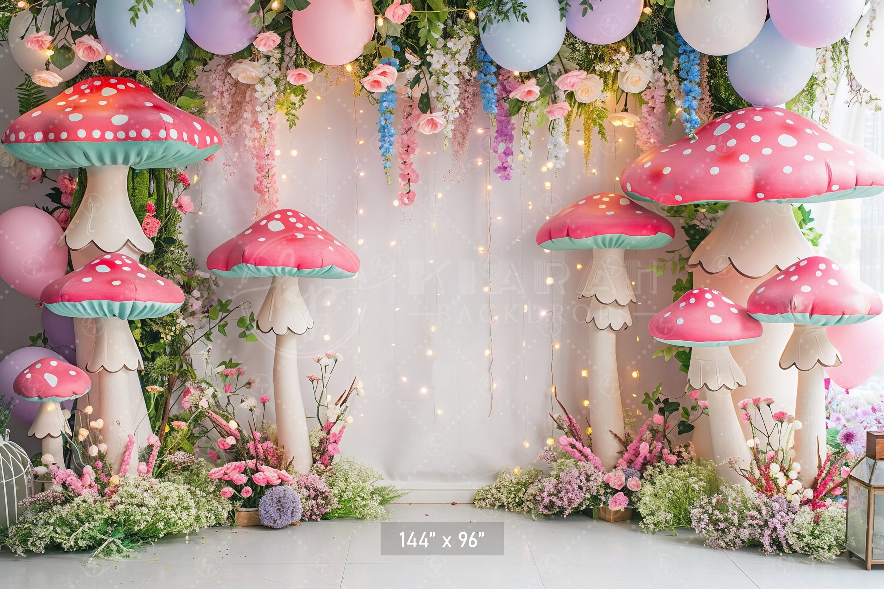 Enchanted Mushroom Garden Backdrop