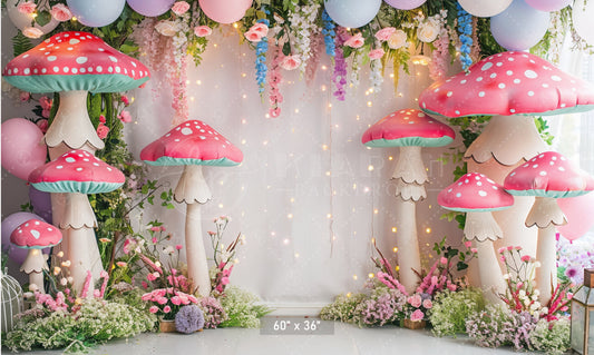 Enchanted Mushroom Garden Backdrop