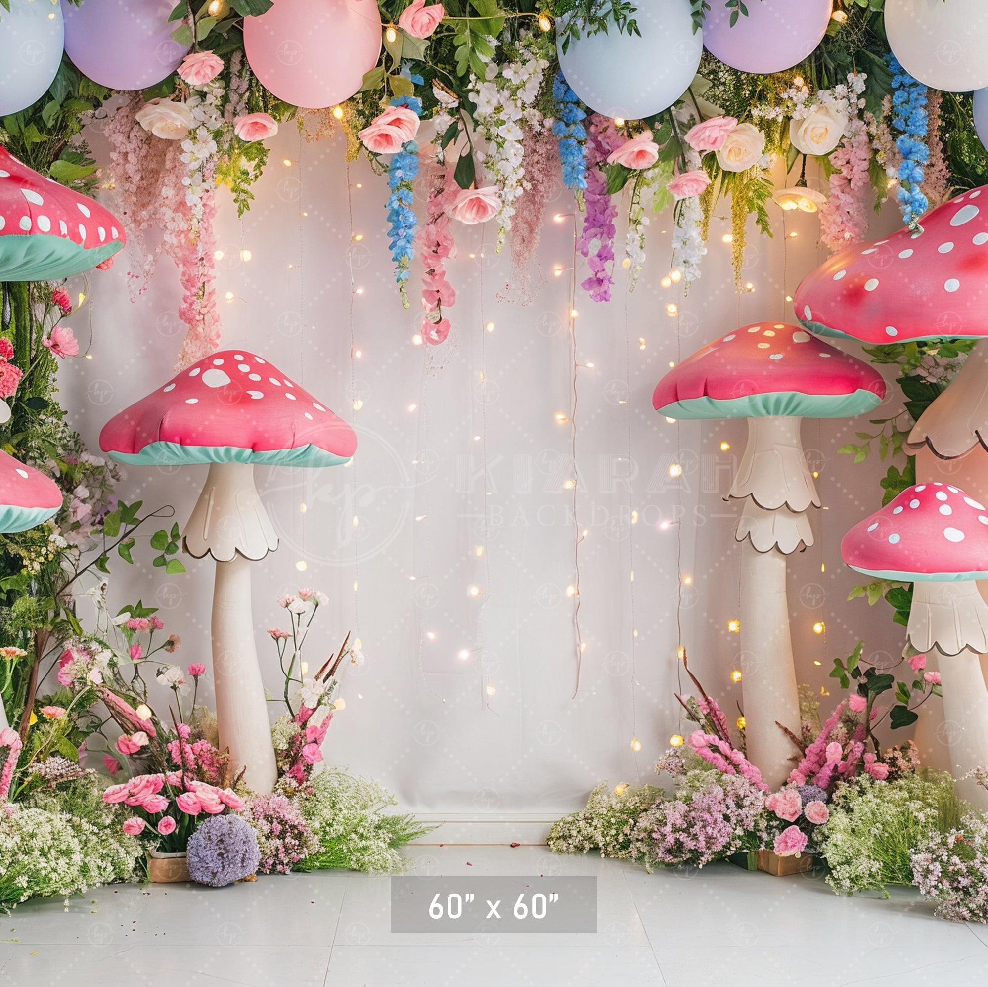 Enchanted Mushroom Garden Backdrop