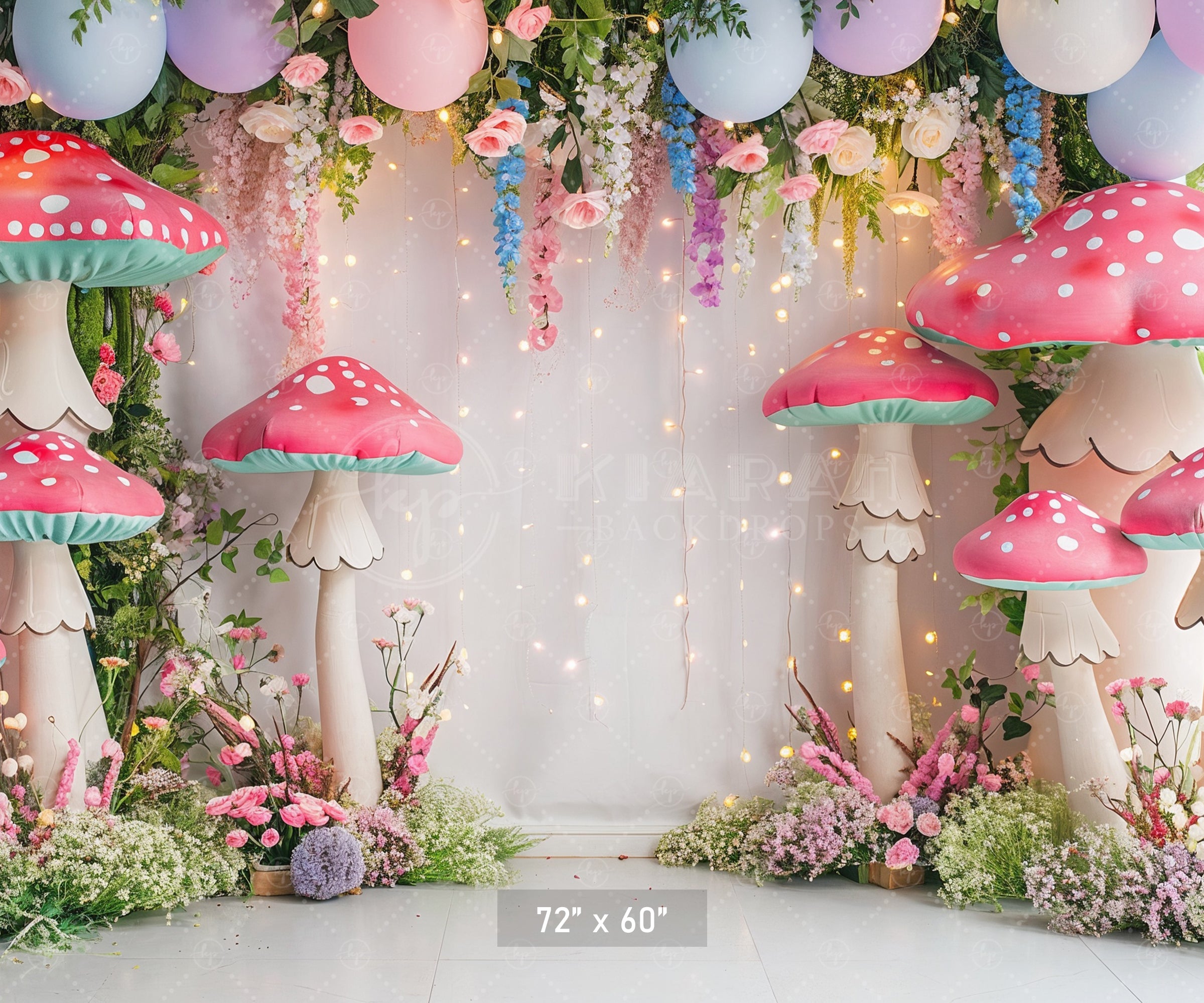 Enchanted Mushroom Garden Backdrop