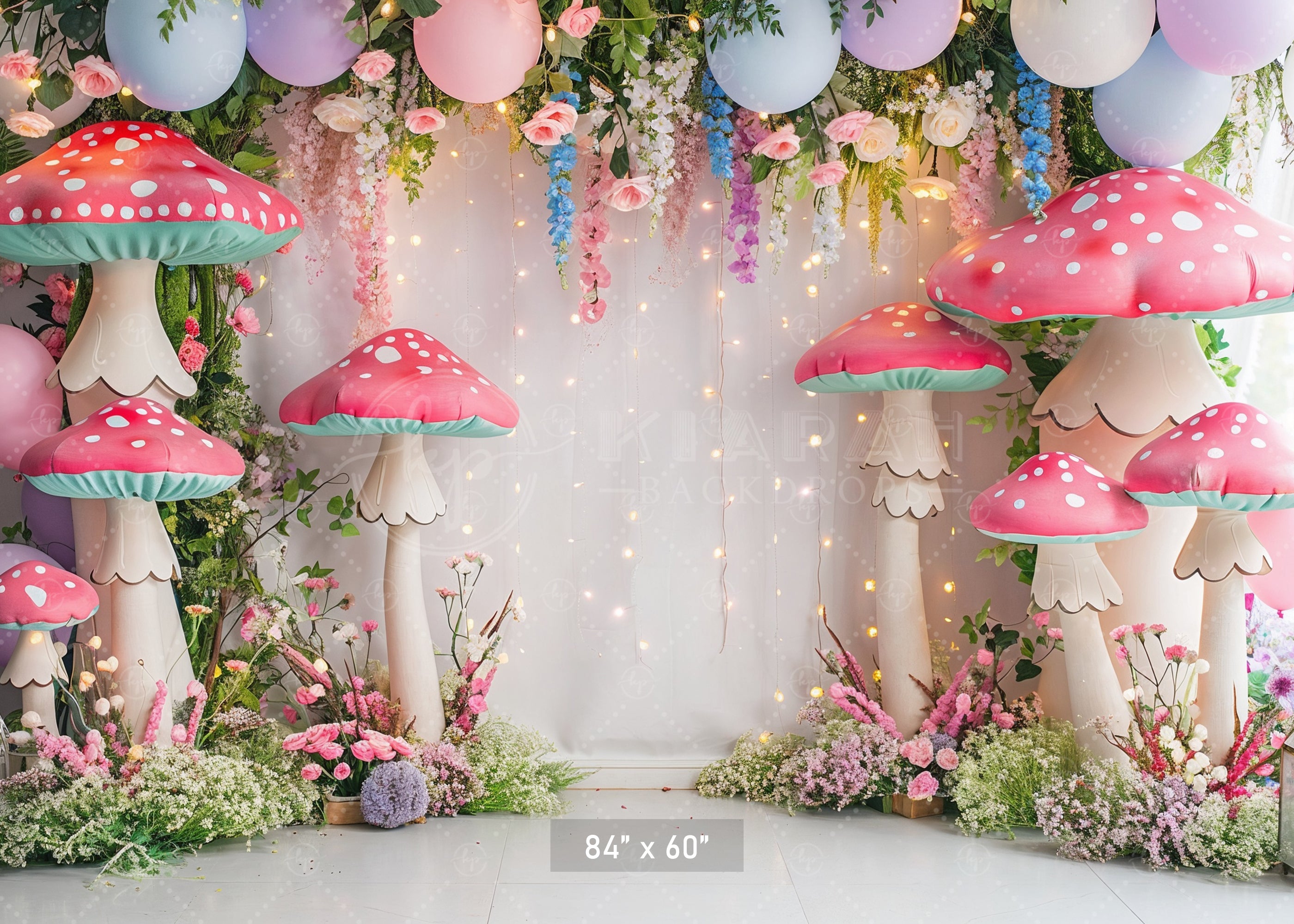 Enchanted Mushroom Garden Backdrop