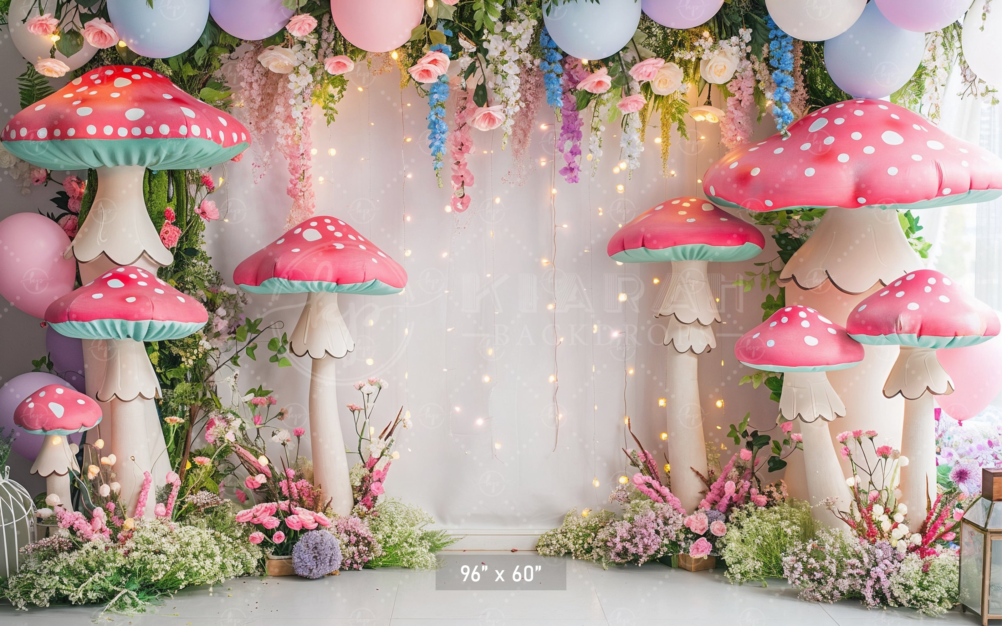 Enchanted Mushroom Garden Backdrop