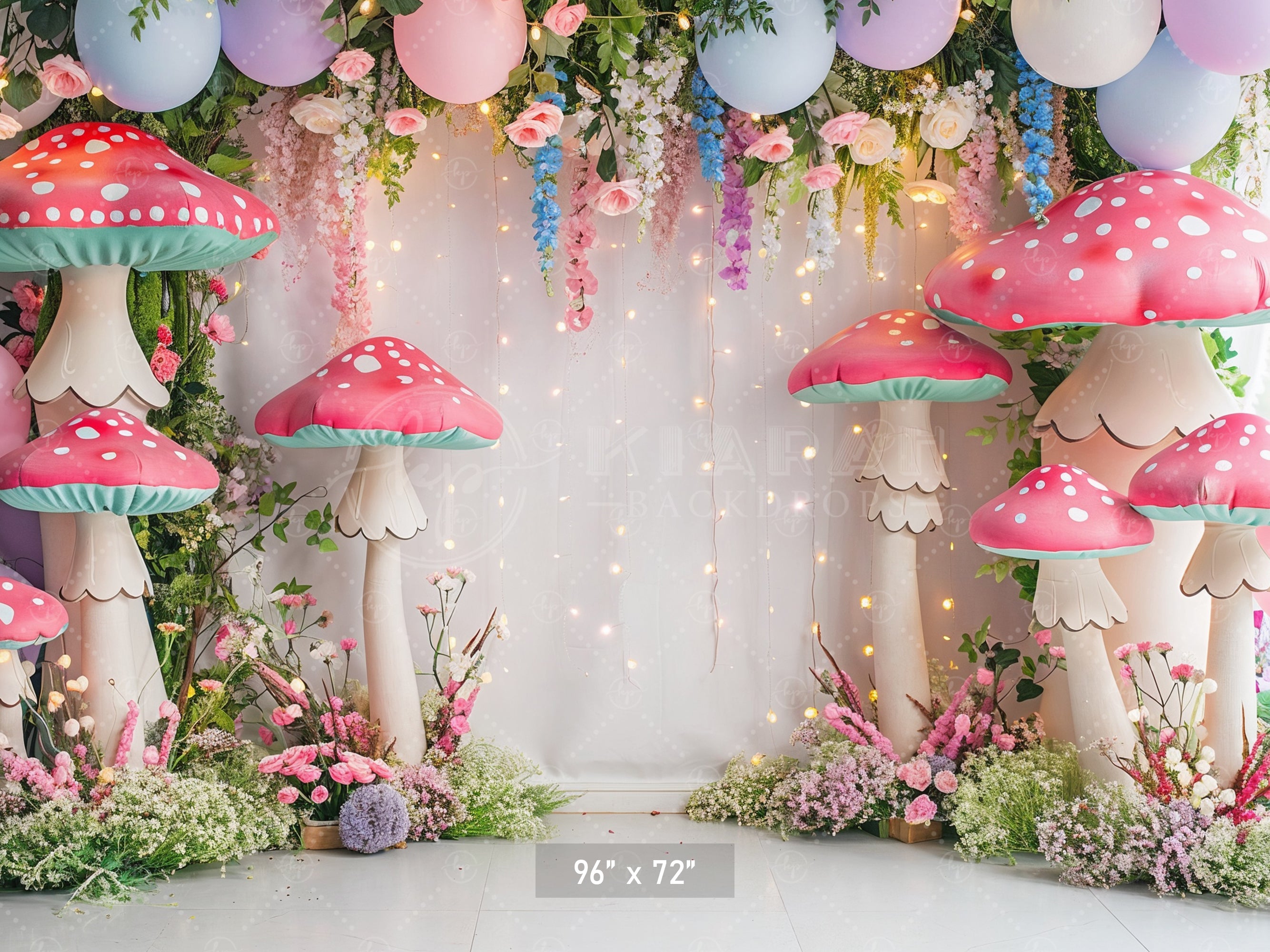 Enchanted Mushroom Garden Backdrop