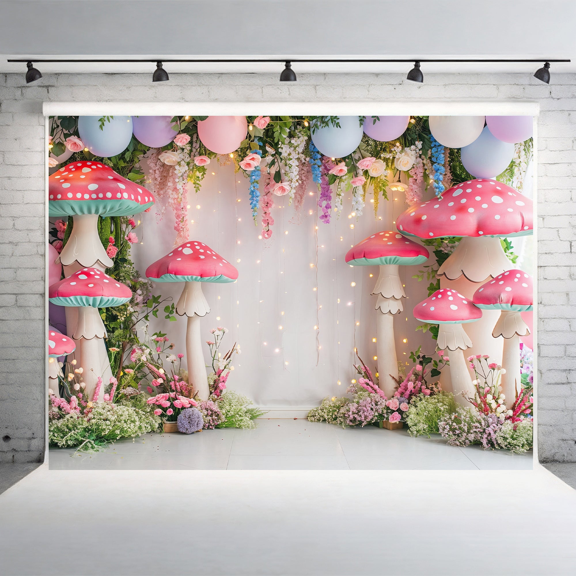 Enchanted Mushroom Garden Backdrop