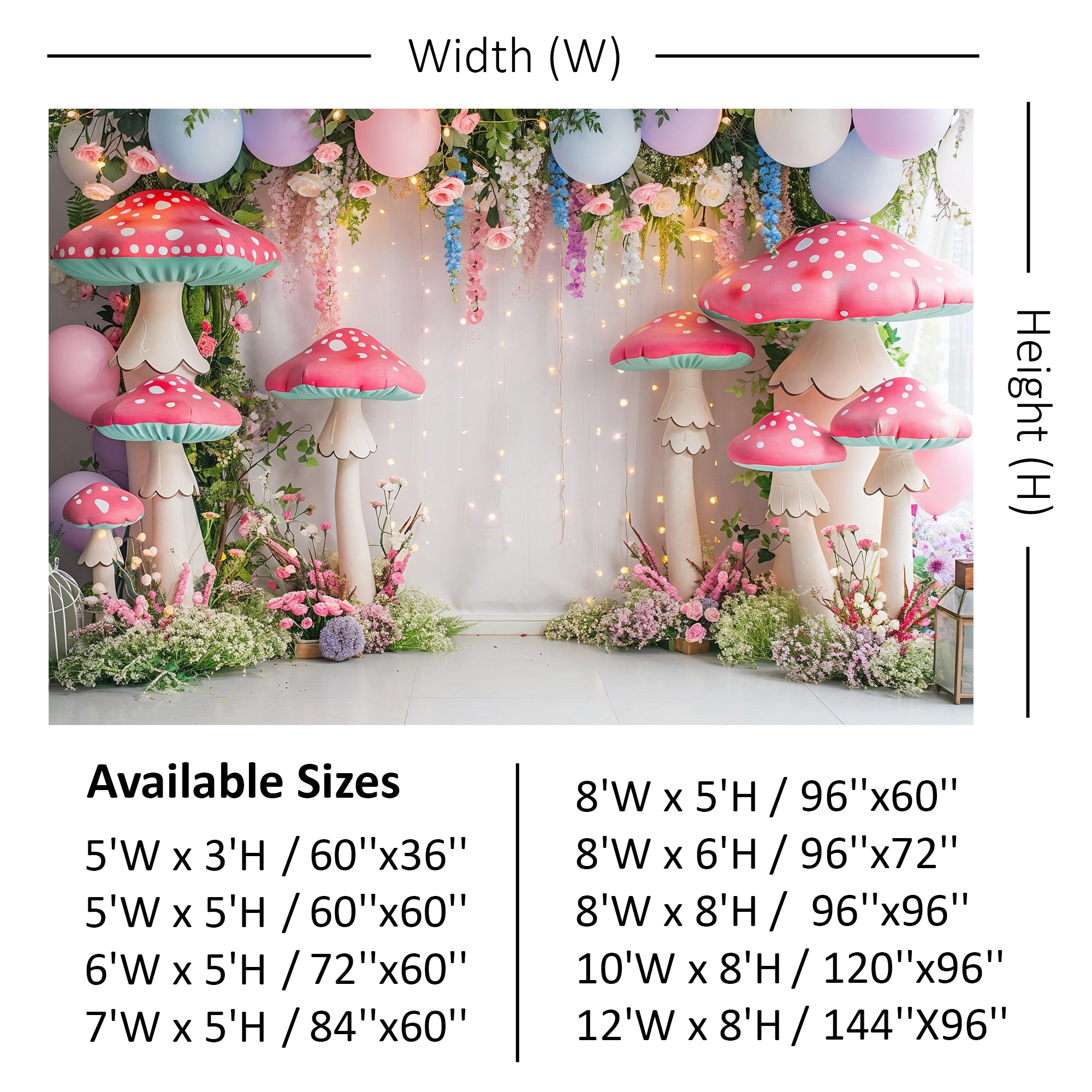 Enchanted Mushroom Garden Backdrop