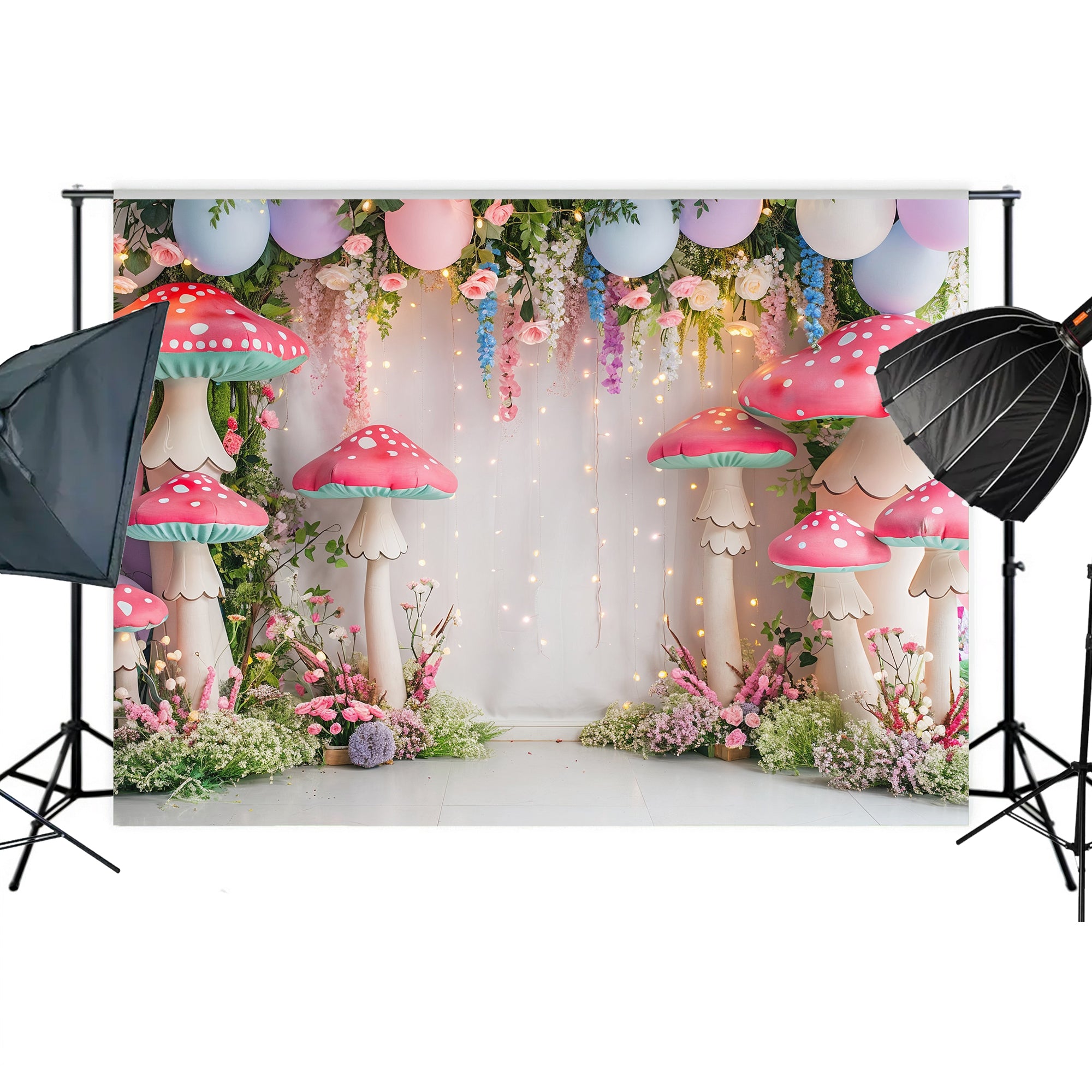Enchanted Mushroom Garden Backdrop